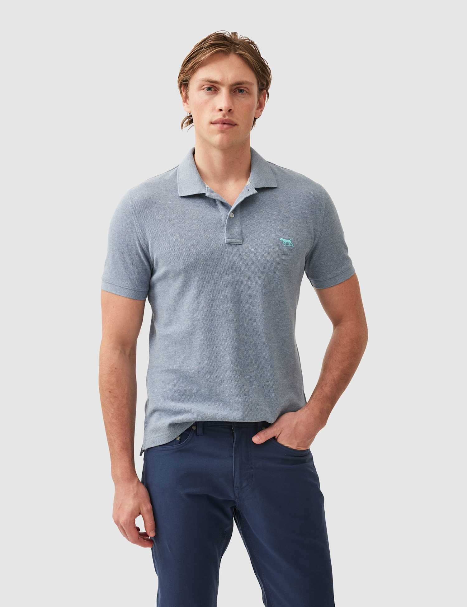 Rodd & Gunn Gunn Slim Fit Pure Cotton Polo Shirt Pale Blue