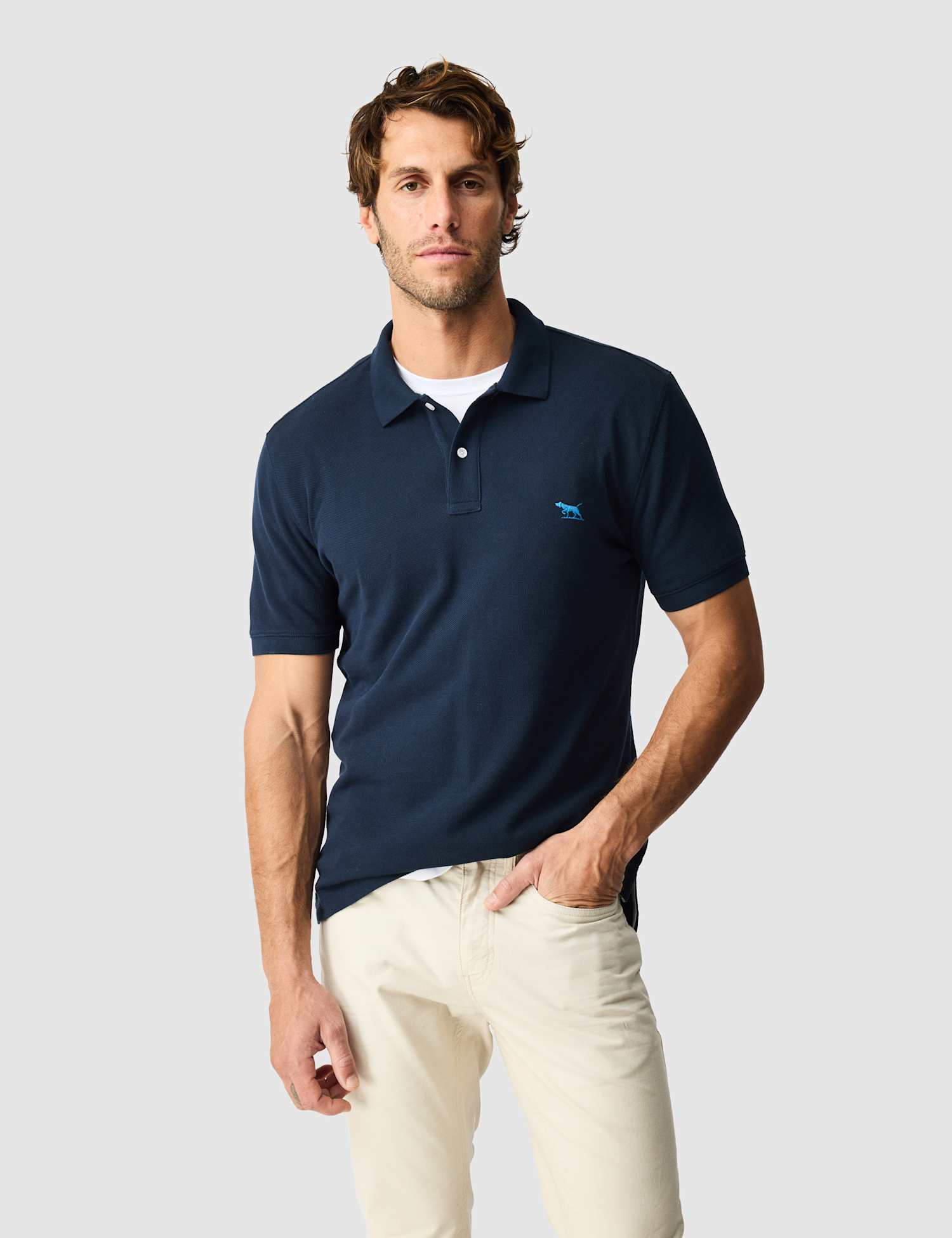 Rodd & Gunn Gunn Slim Fit Pure Cotton Polo Shirt Dark Indigo