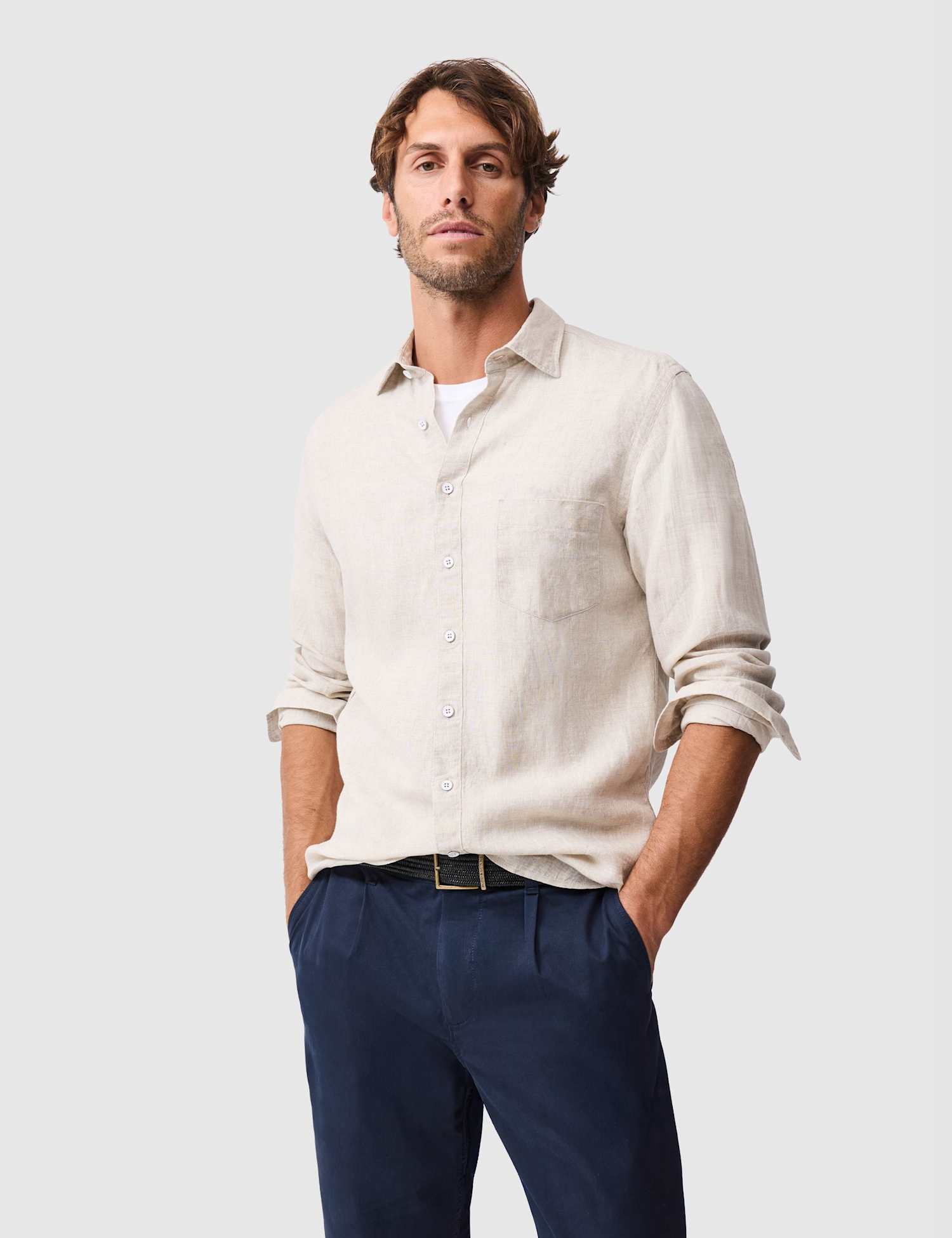 Rodd & Gunn Coromandel Slim Fit Pure Linen Shirt Oatmeal