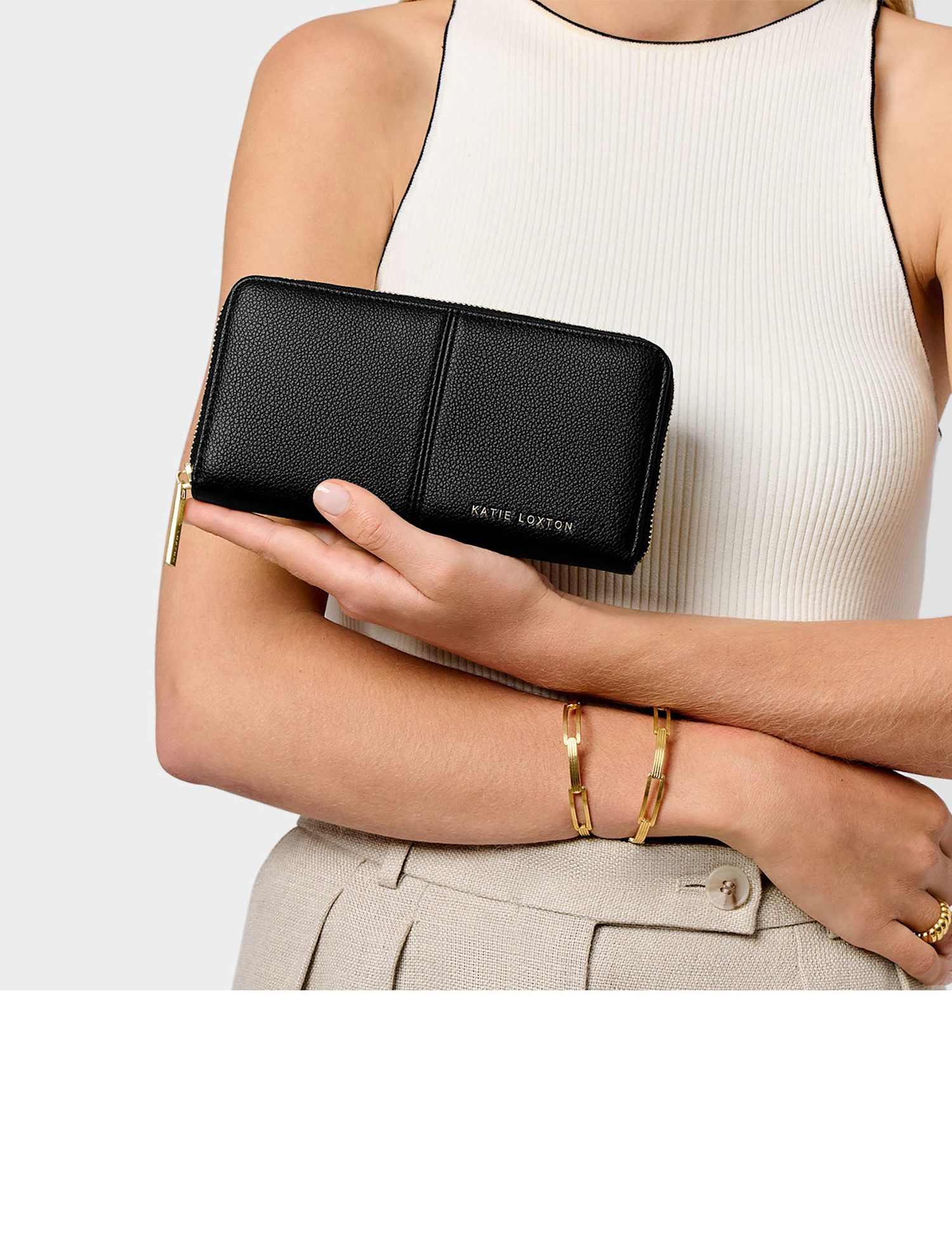 Katie Loxton Faux Leather Zip Around Purse Black