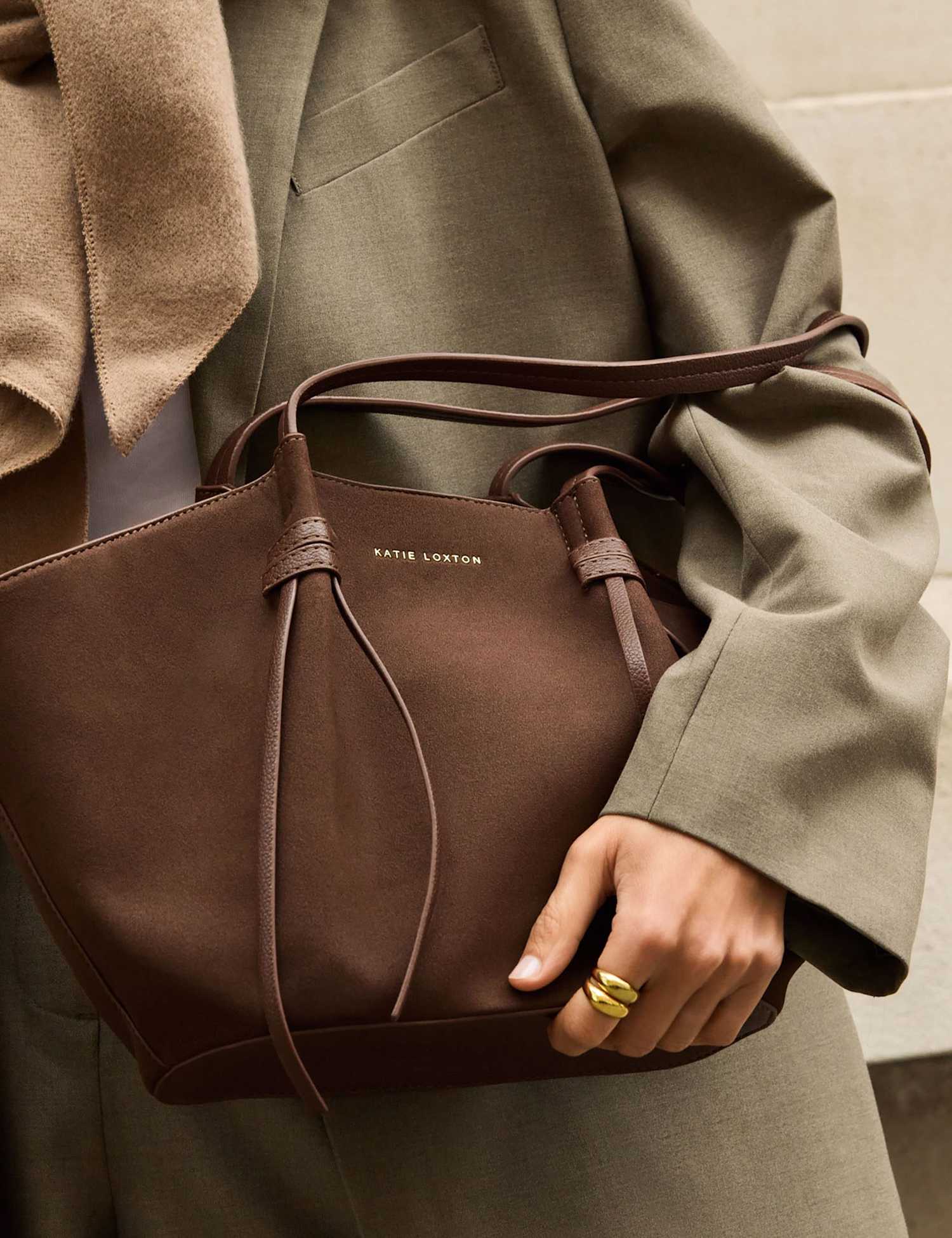 Katie Loxton Faux Leather Tote Bag Chocolate