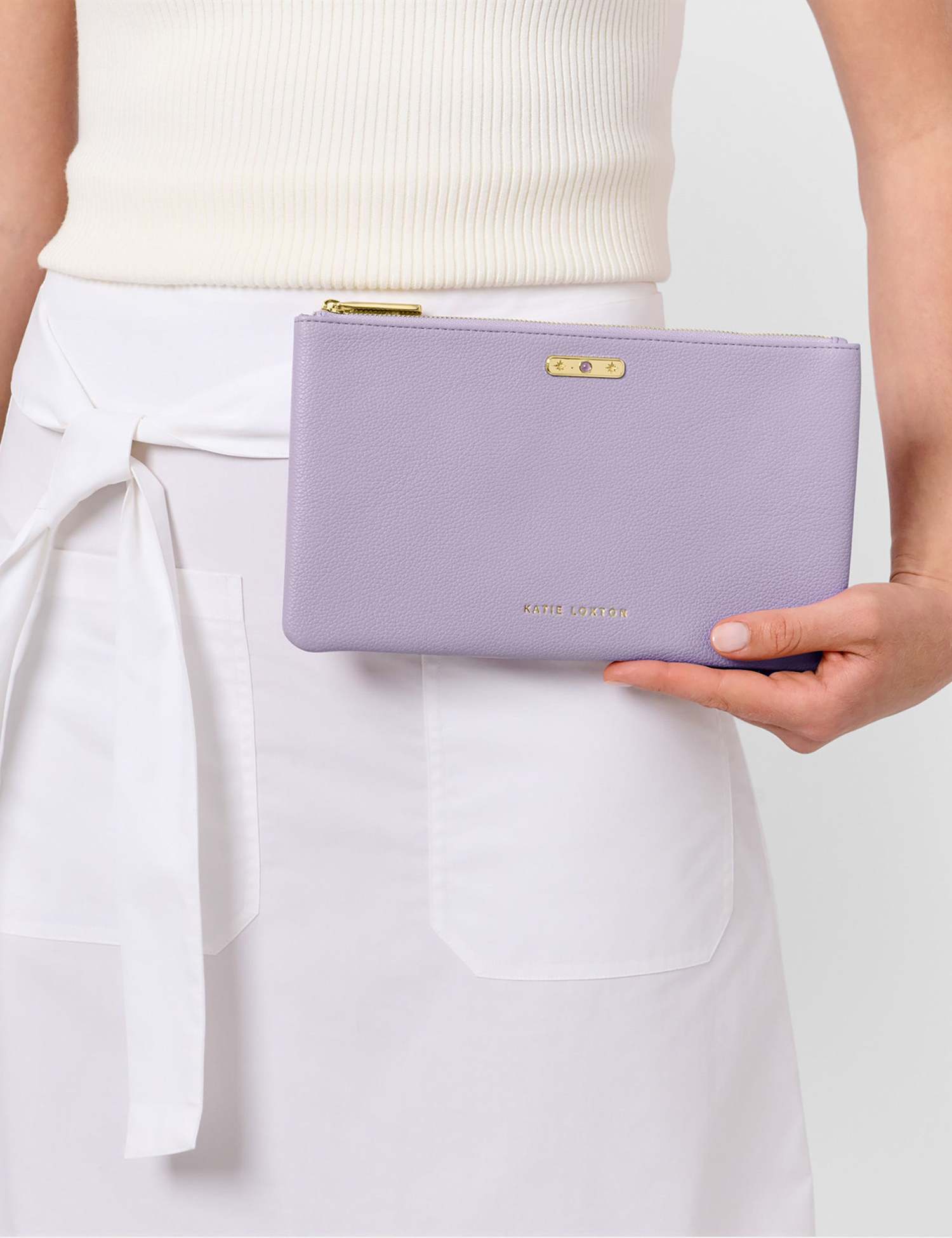 Katie Loxton Faux Leather February Birthstone Pouch Purse Lilac