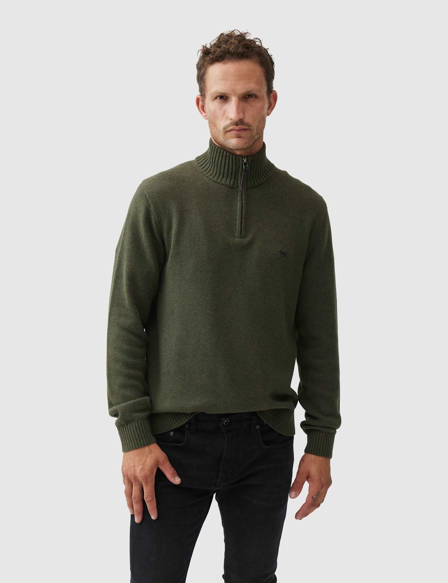Rodd & Gunn Merrick Bay Pure Cotton Half Zip Jumper Jade