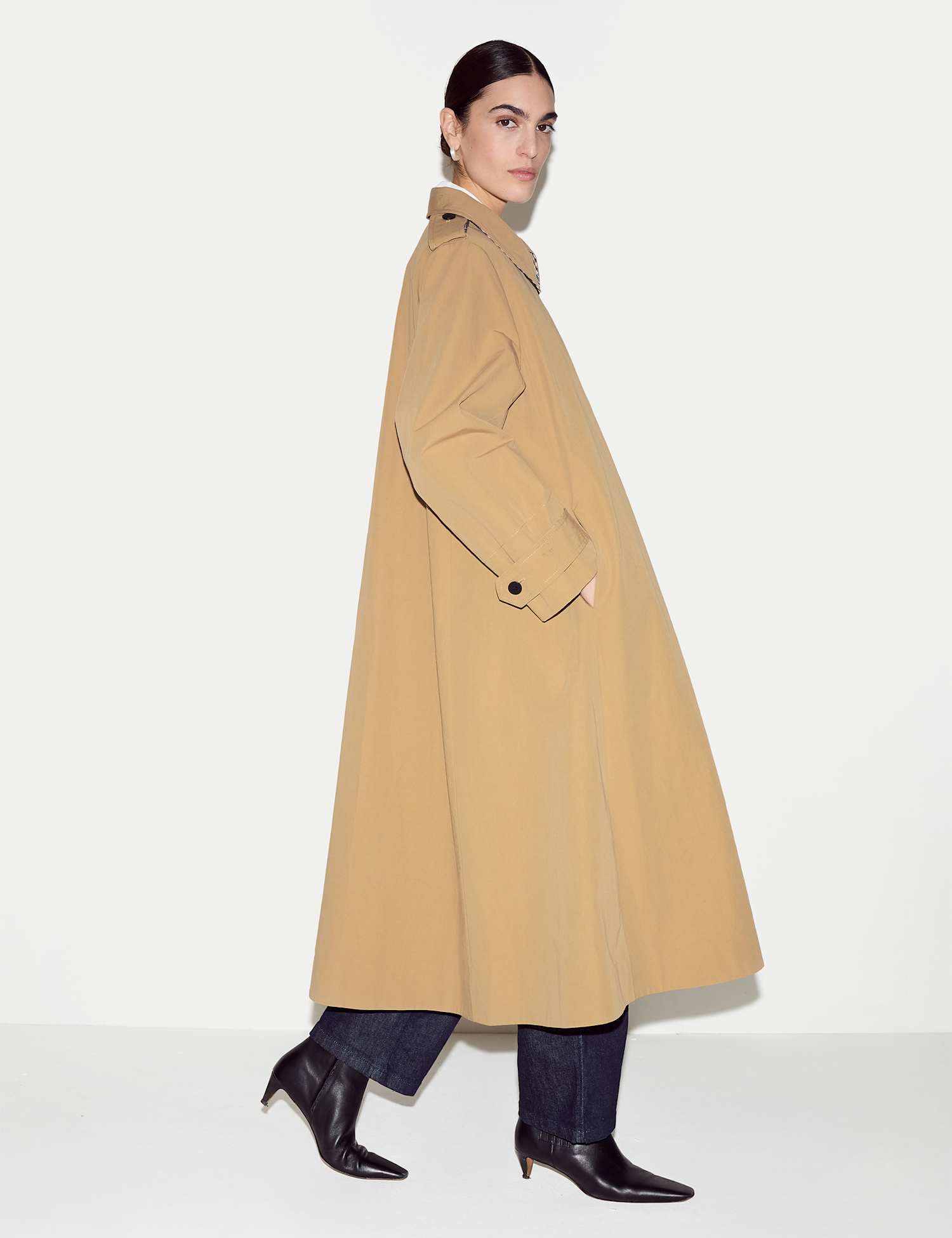Jigsaw Pure Cotton Relaxed Trench Coat Stone
