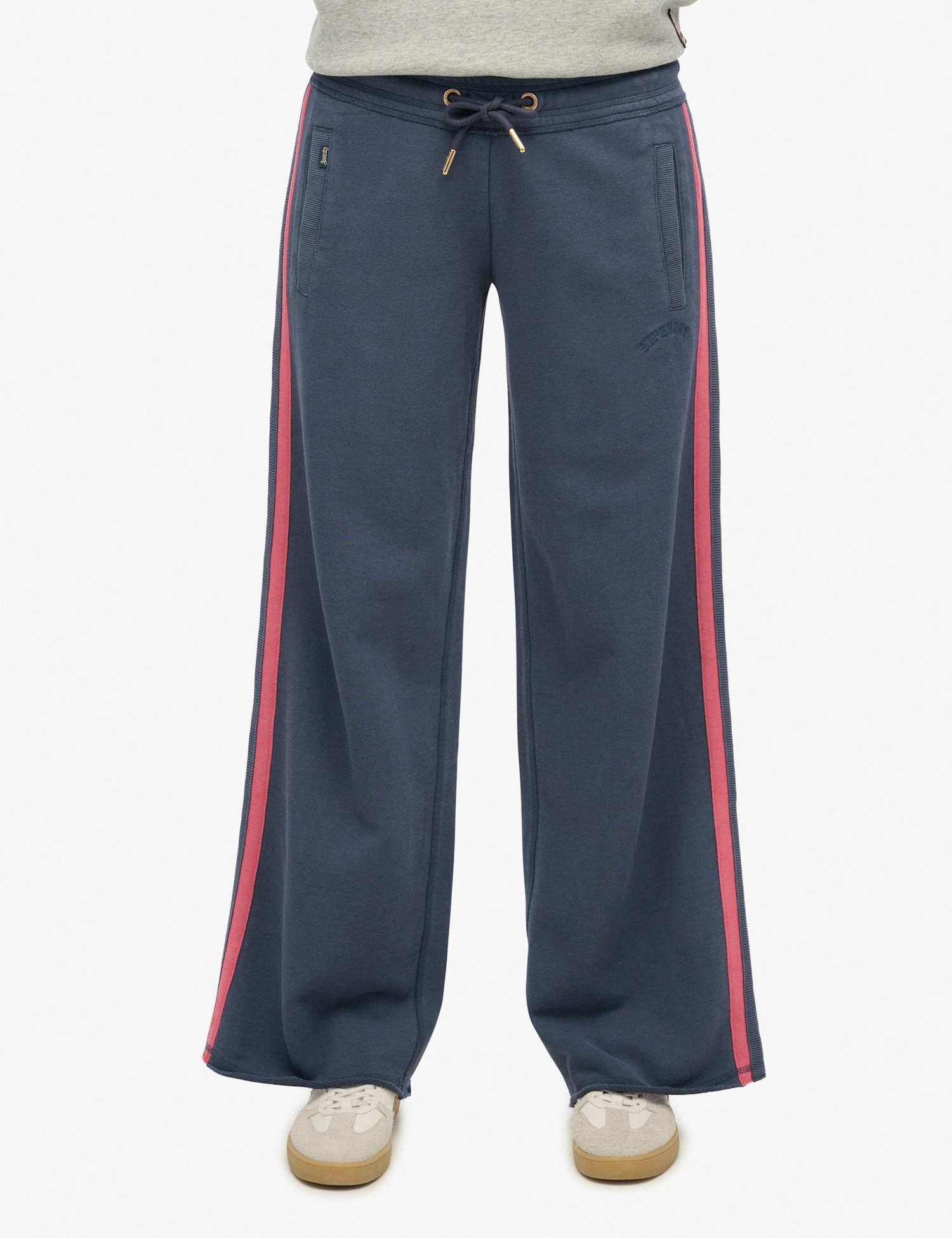 Superdry & Co Pure Cotton Side Stripe Straight Leg Joggers Navy Mix