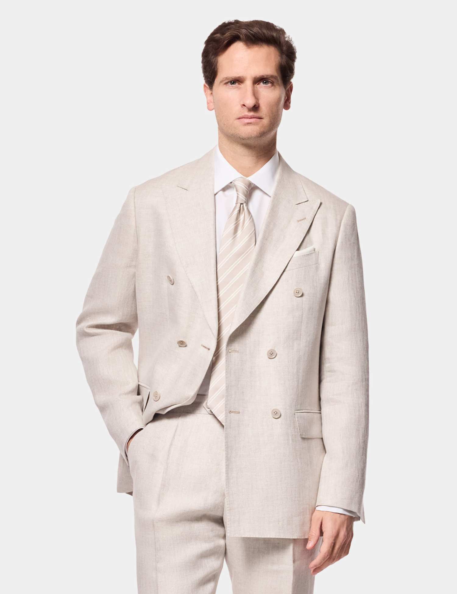 Hawes & Curtis Tailored Fit Pure Linen Suit Jacket Neutral