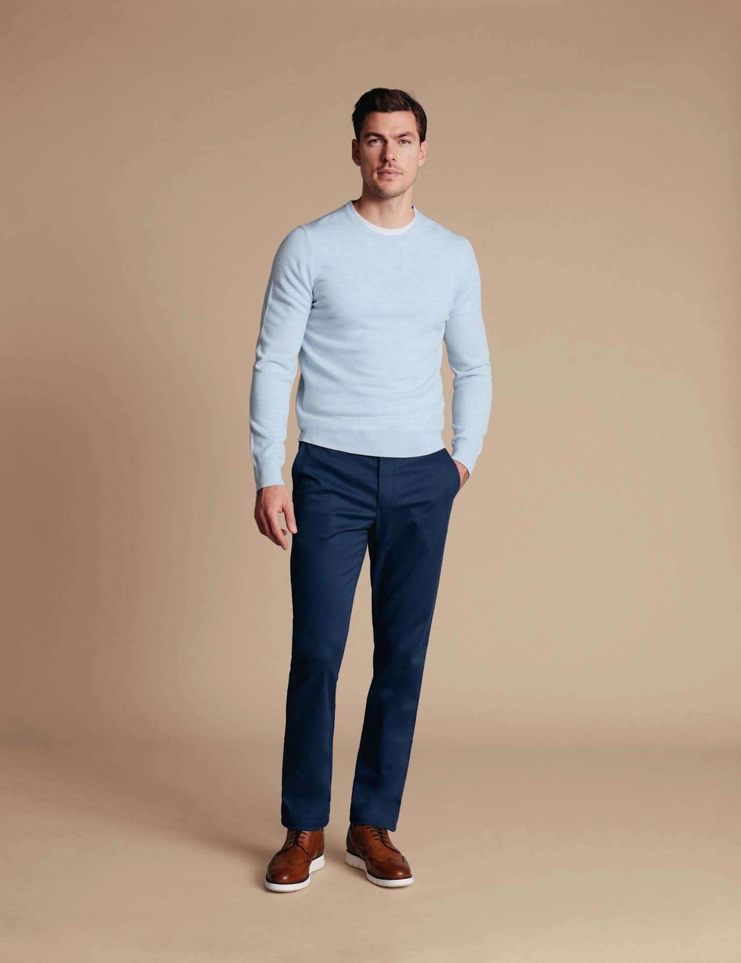 Charles Tyrwhitt Ultimate Regular Fit Cotton Rich Chinos Royal Blue