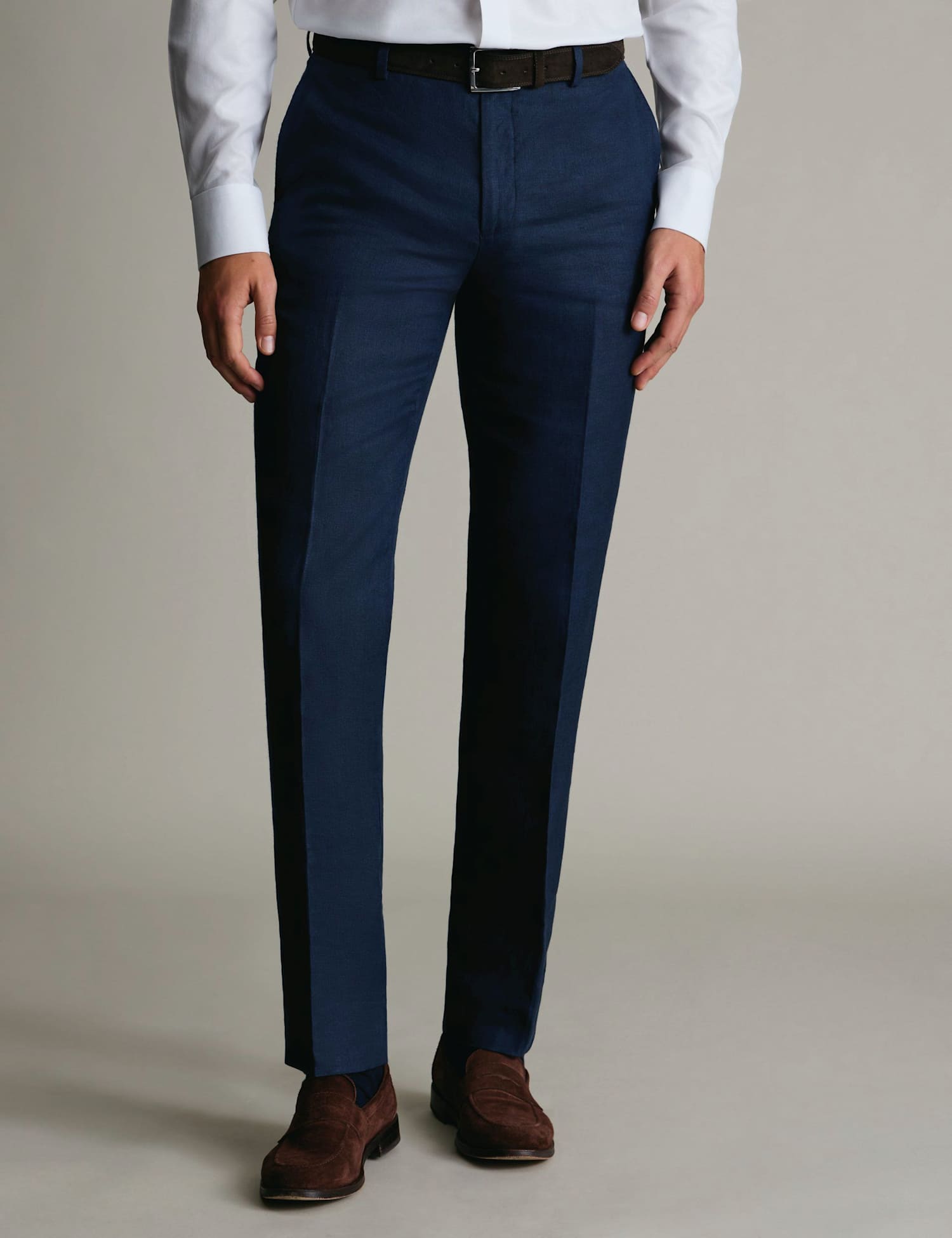 Charles Tyrwhitt Slim Fit Pure Linen Suit Trousers Navy