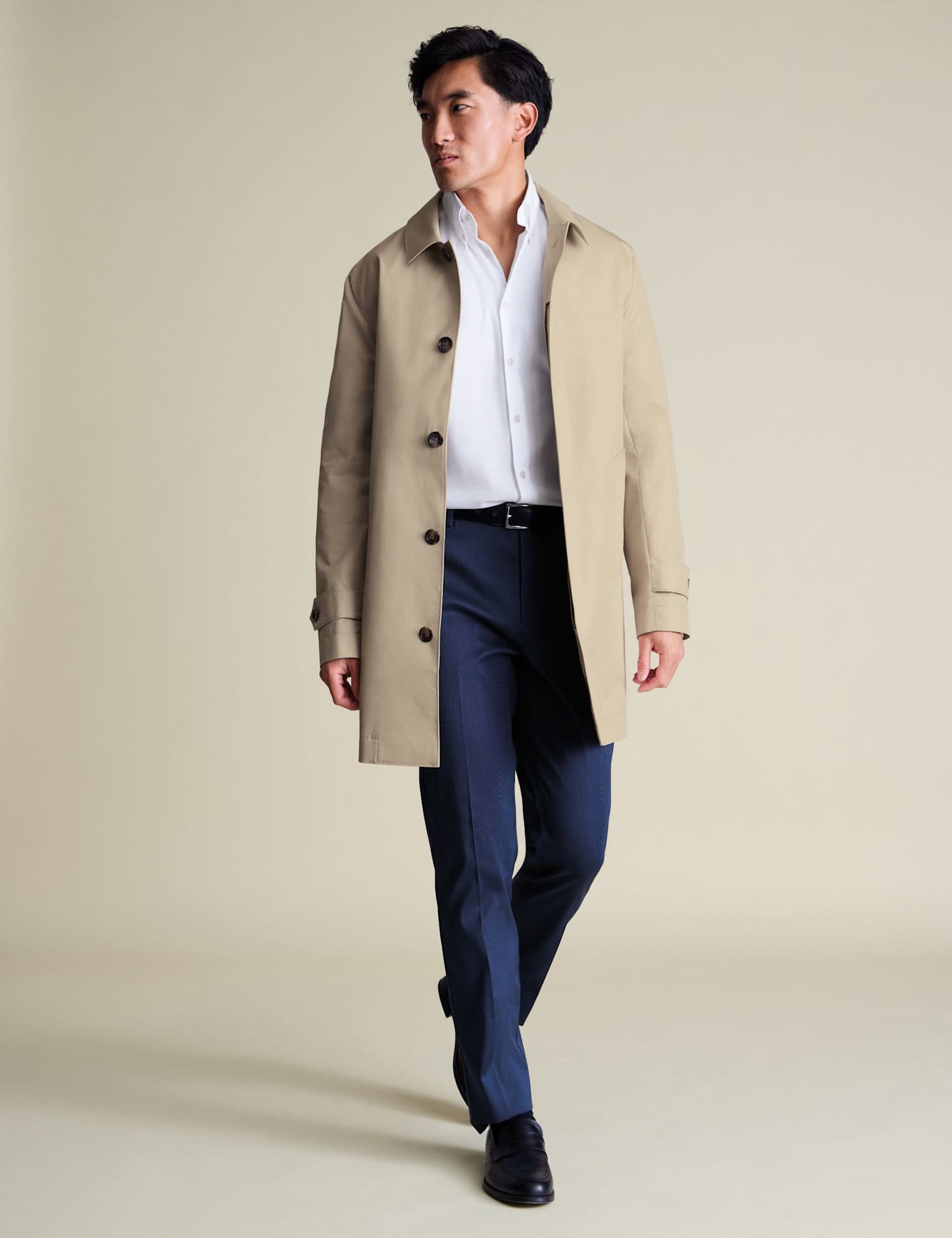 Charles Tyrwhitt Cotton Rich Showerproof Raincoat Stone