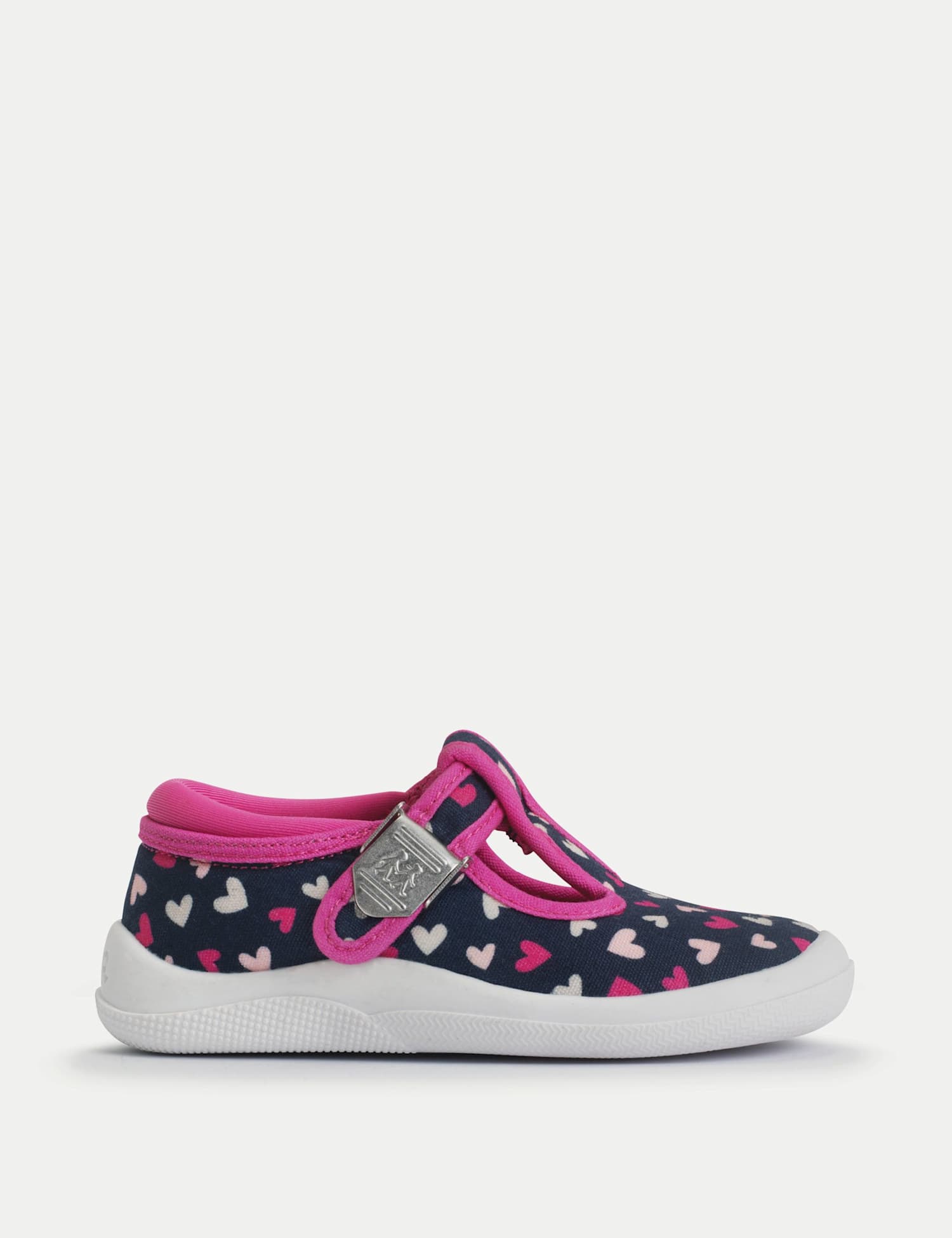 Start-Rite Kids' Canvas Heart T Bar Shoes (3 Small - 7 Small) Navy Mix