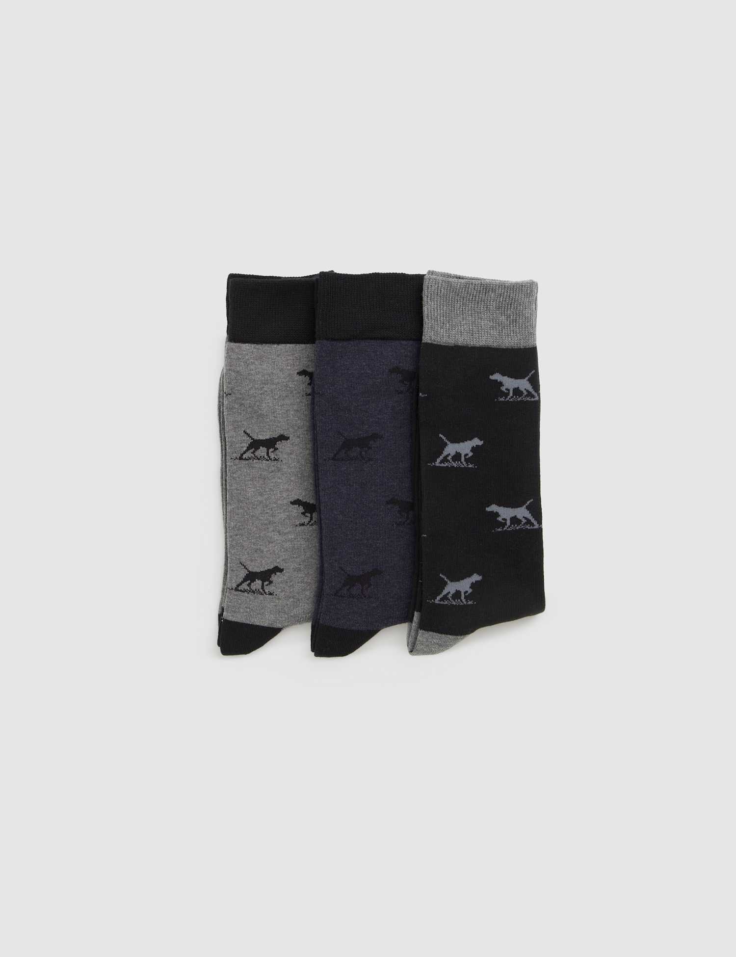 Rodd & Gunn 3 Pack Dogs Cotton Rich Smart Socks Grey Mix