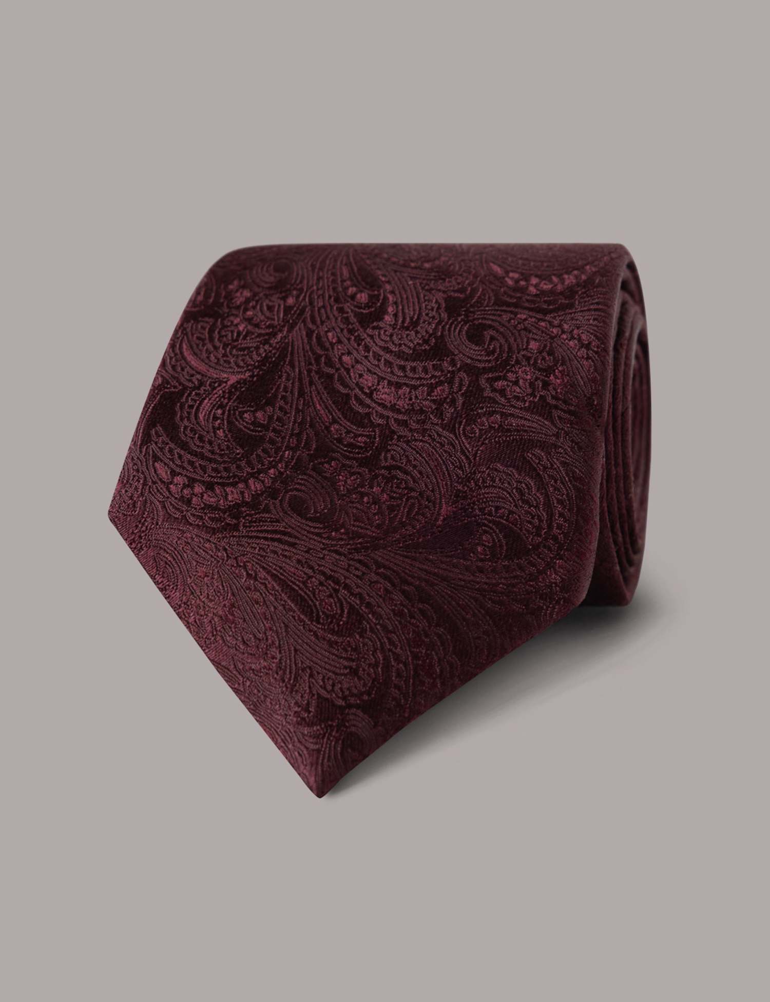 Hawes & Curtis Pure Silk Paisley Tie Burgundy