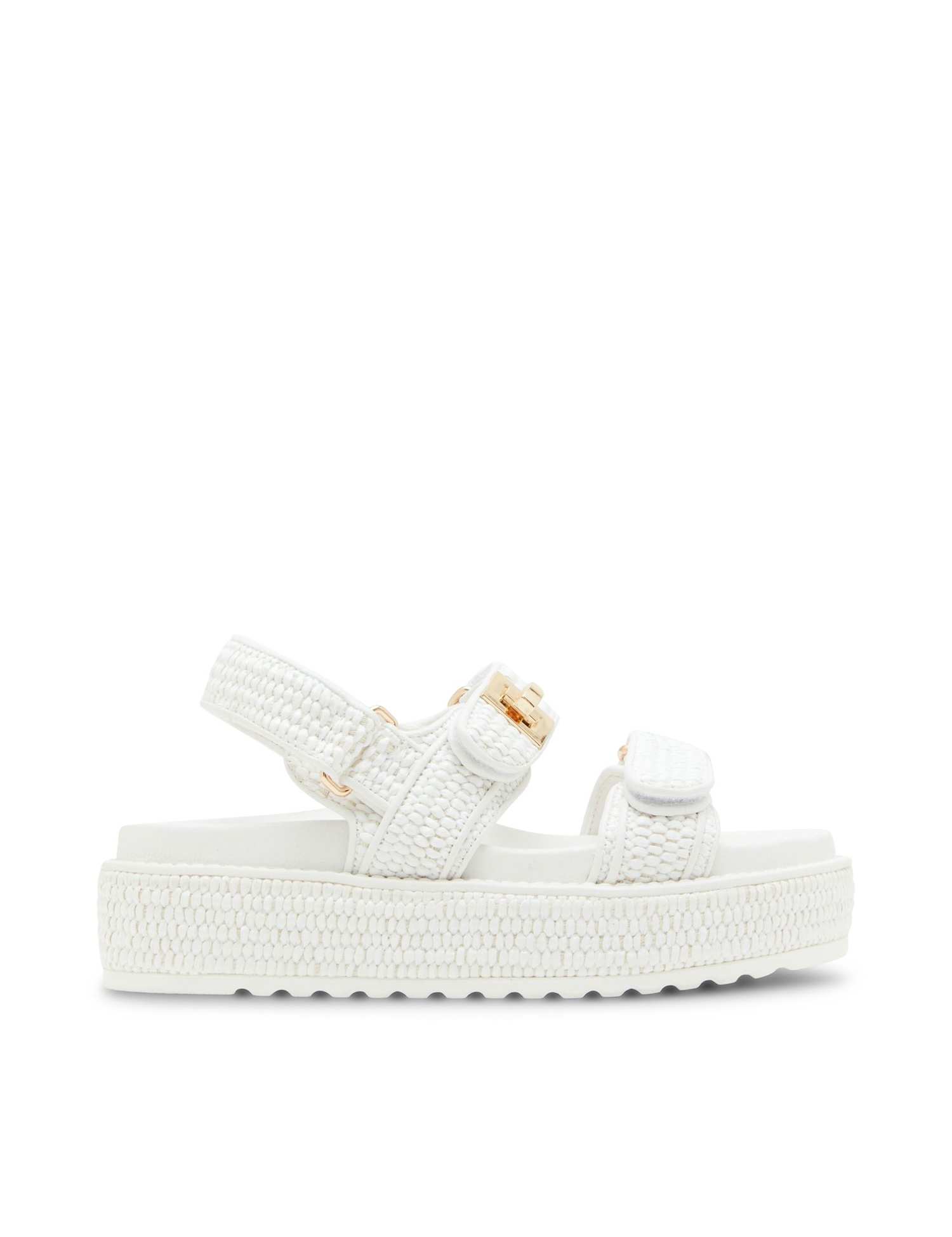 Steve Madden Bigmona Ankle Strap Flatform Sandals White
