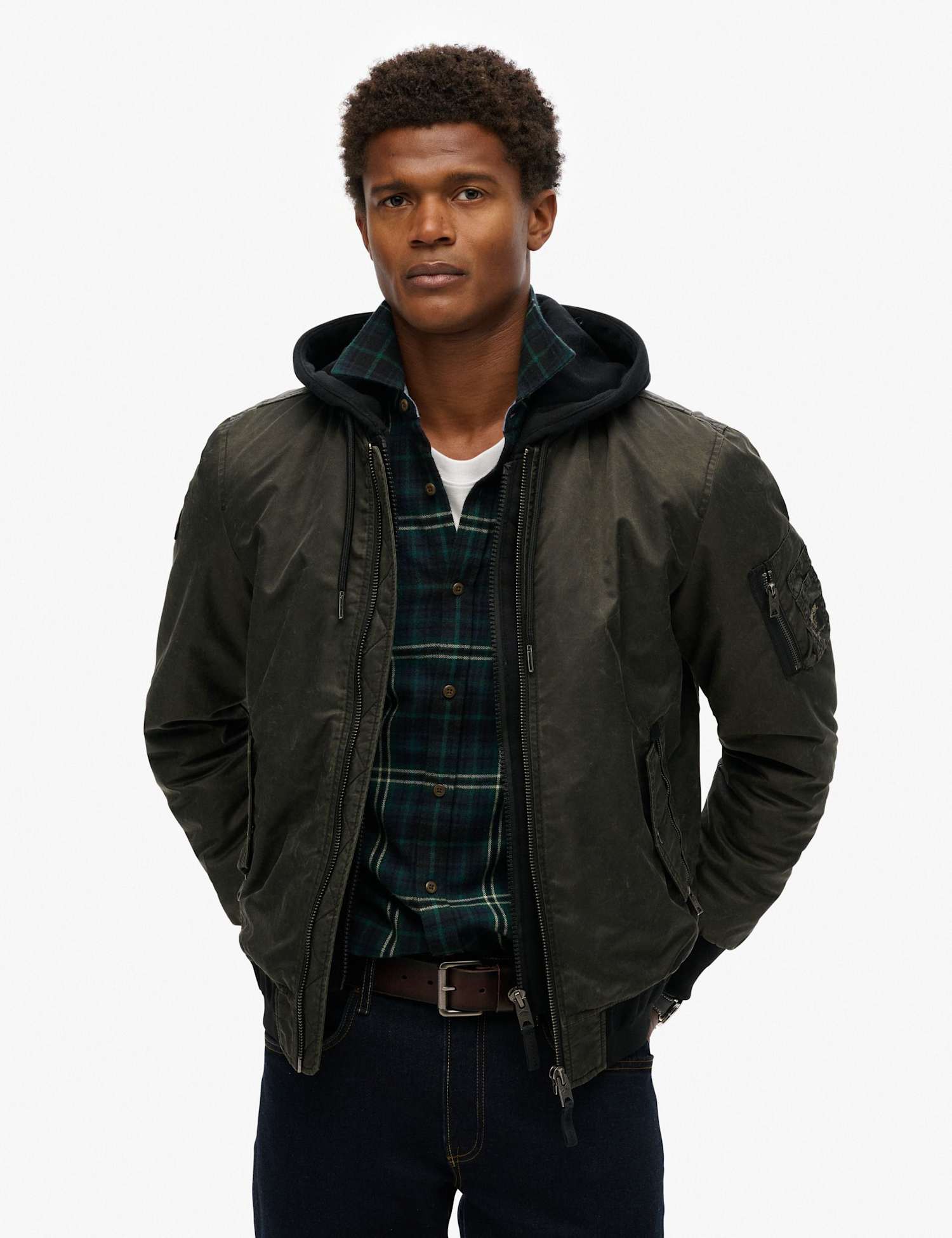 Superdry & Co Twill Hooded Bomber Jacket Green