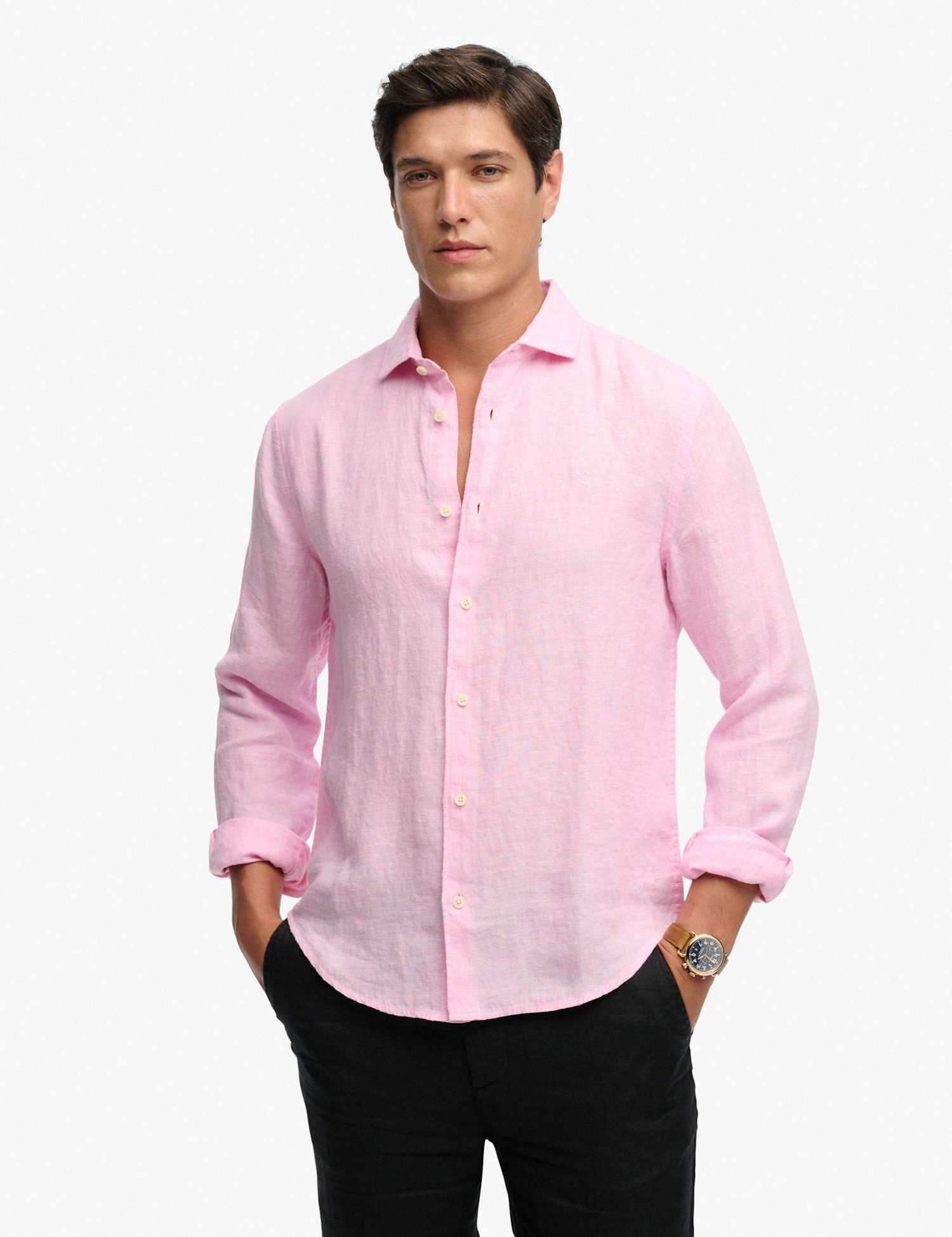 Superdry & Co Relaxed Fit Pure Linen Shirt Pink