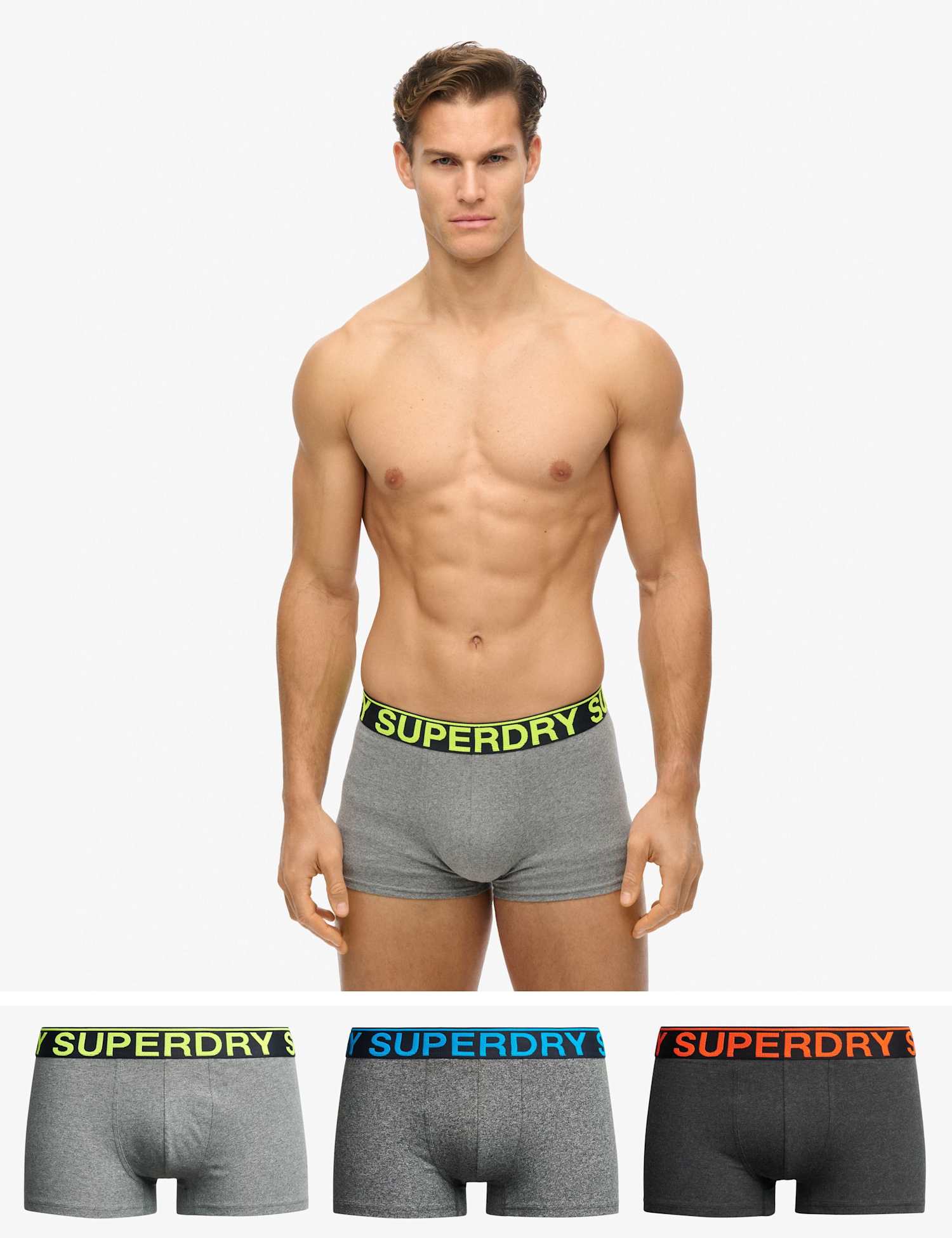 Superdry & Co 3 Pack Cotton Rich Logo Waistband Trunks Multi