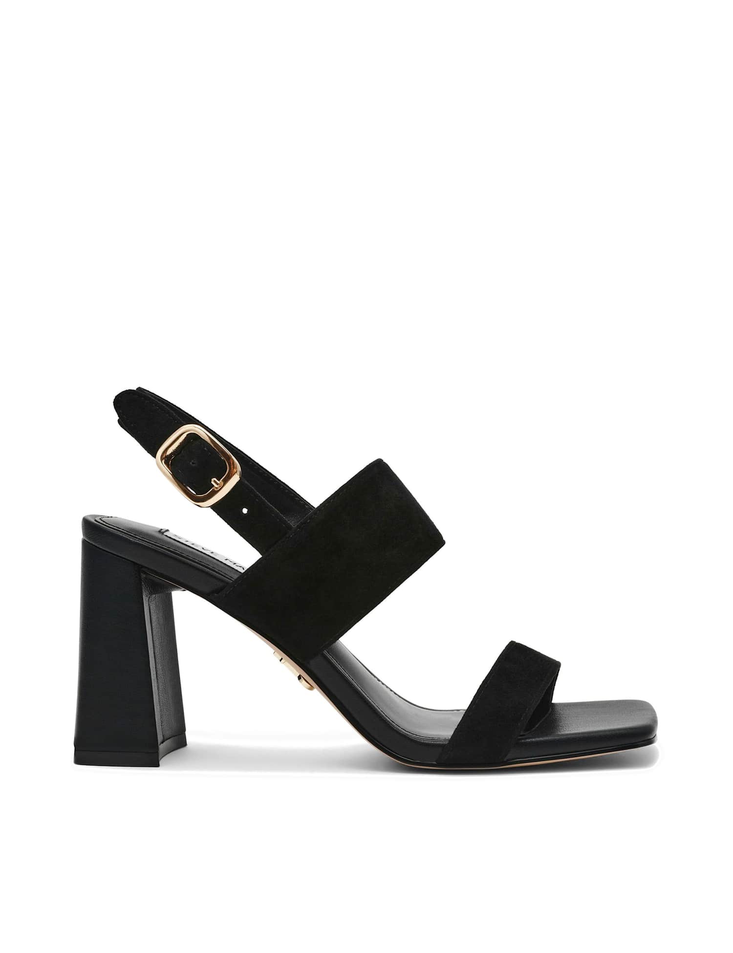 Steve Madden Wendie 015 Suede Ankle Strap Block Heel Sandals Black