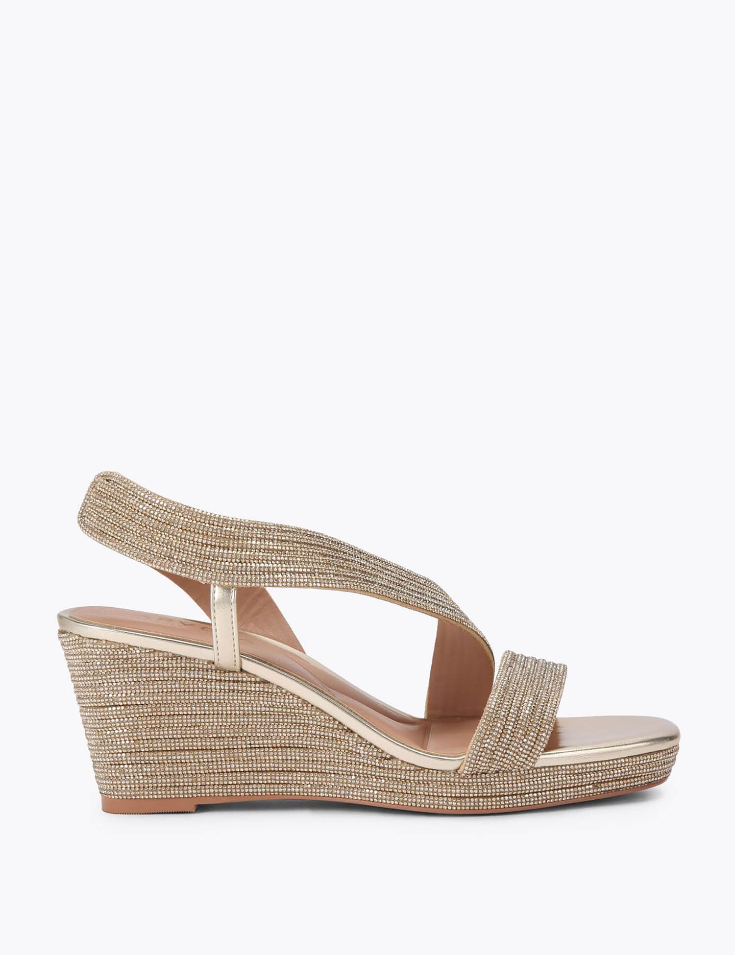 Carvela Sparkle Embellished Wedge Slingback Sandals Silver