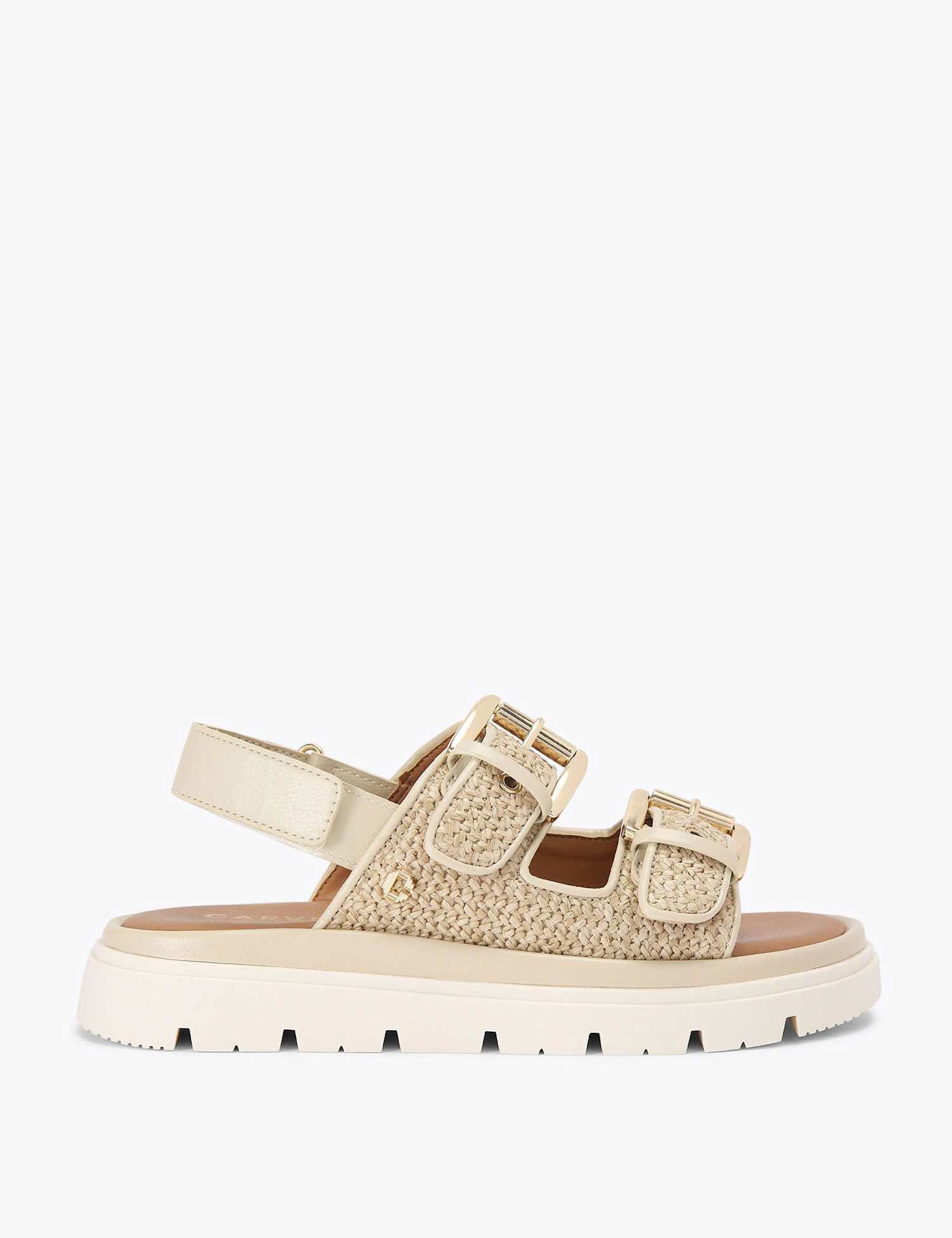 Carvela Woven Buckle Flatform Slingback Sandals Beige