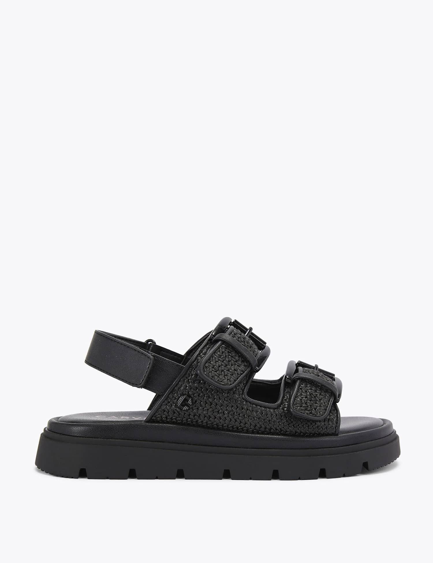 Carvela Woven Buckle Flatform Slingback Sandals Black