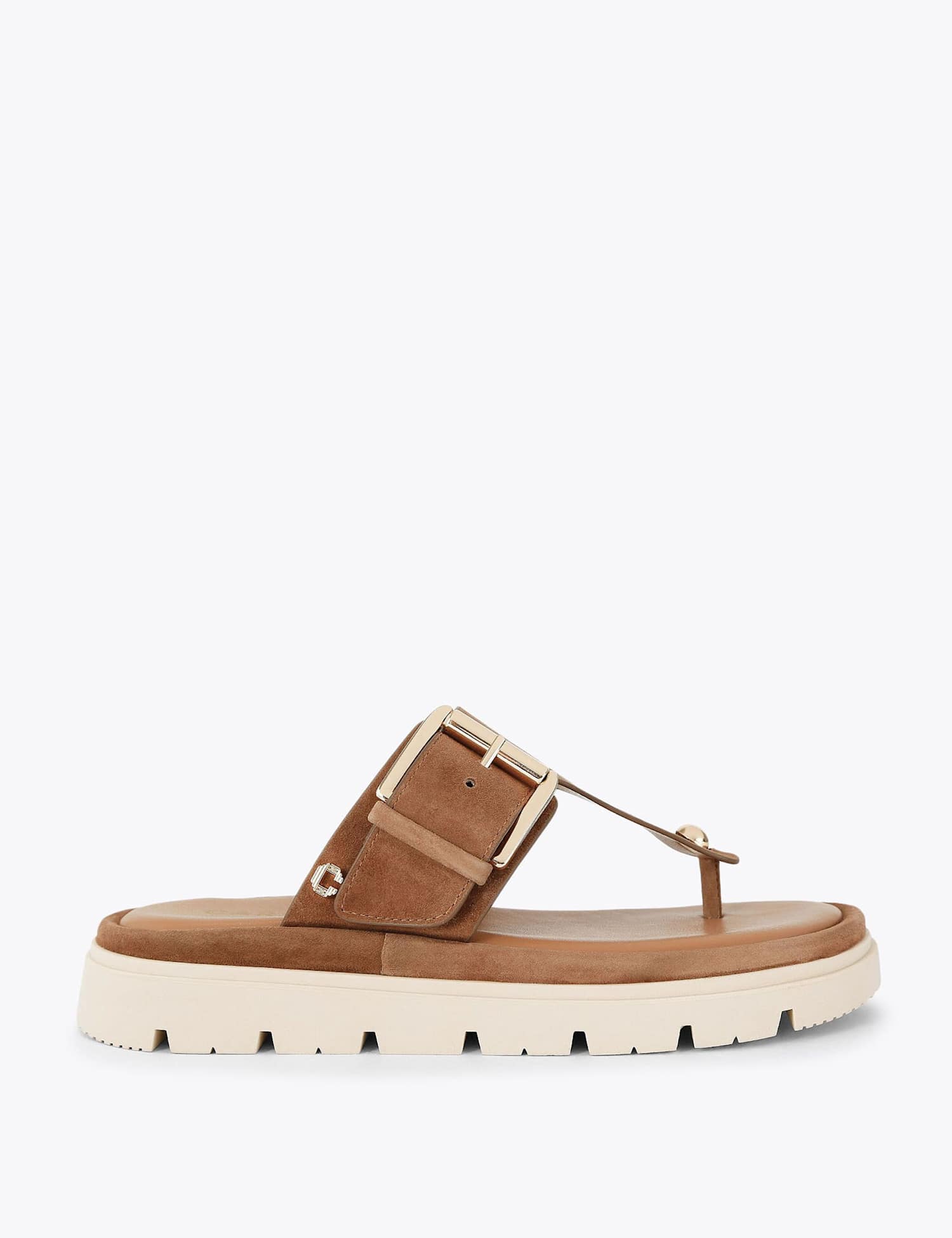 Carvela Leather T-Bar Flatform Sandals Brown