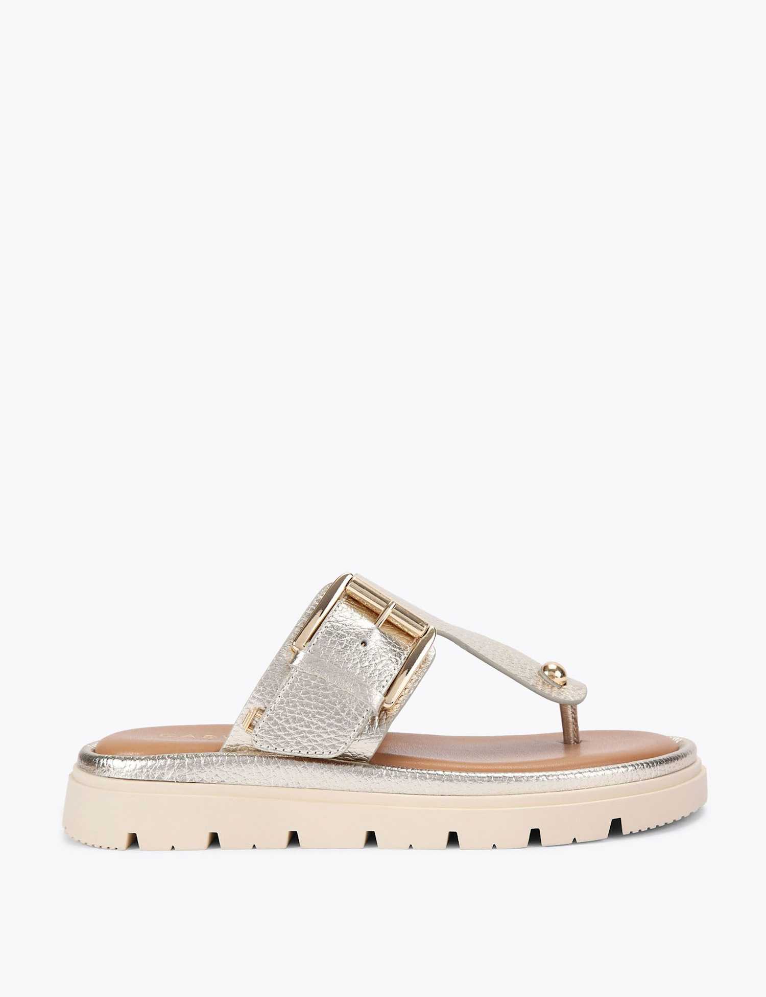 Carvela Leather T-Bar Flatform Sandals Silver