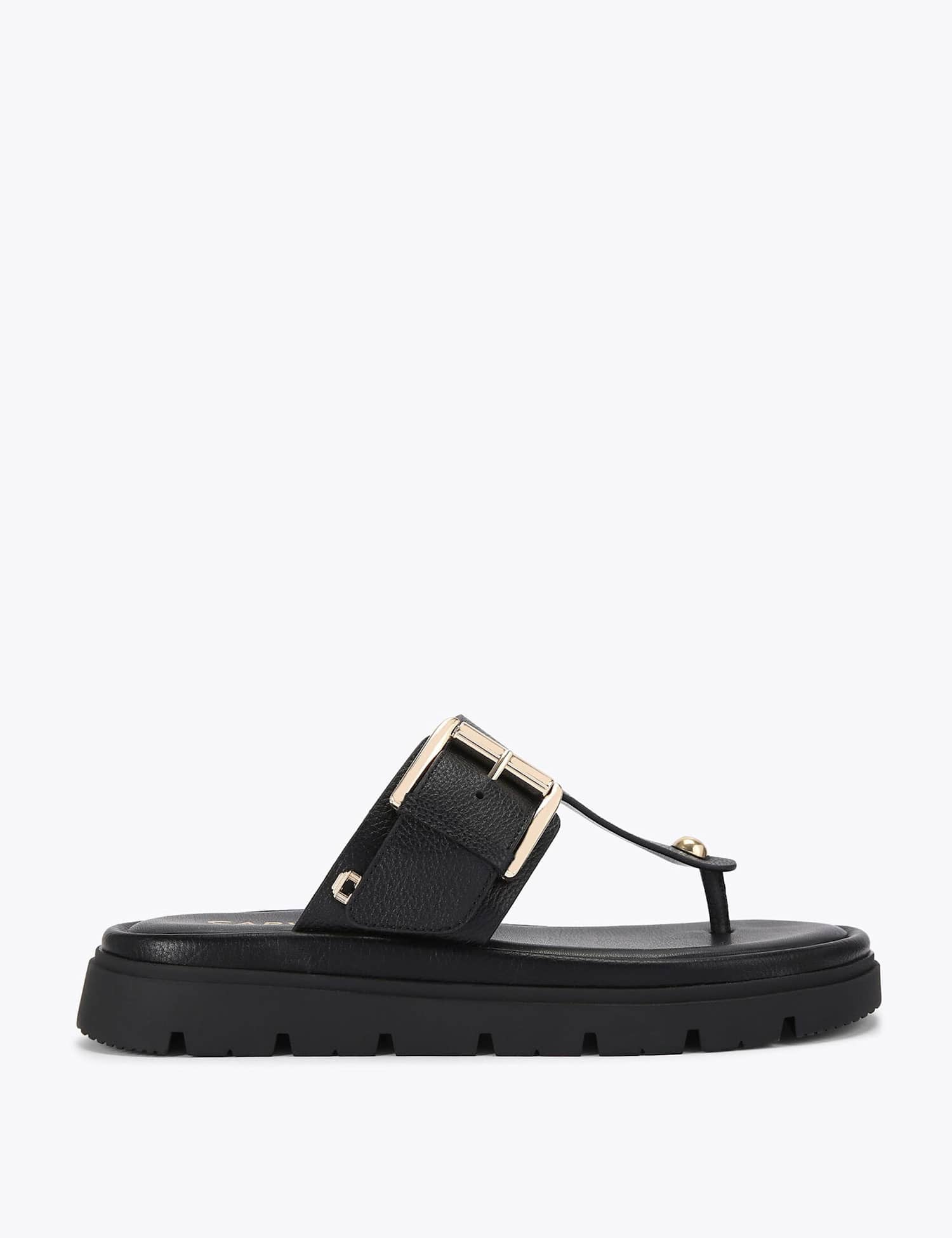 Carvela Leather T-Bar Flatform Sandals Black