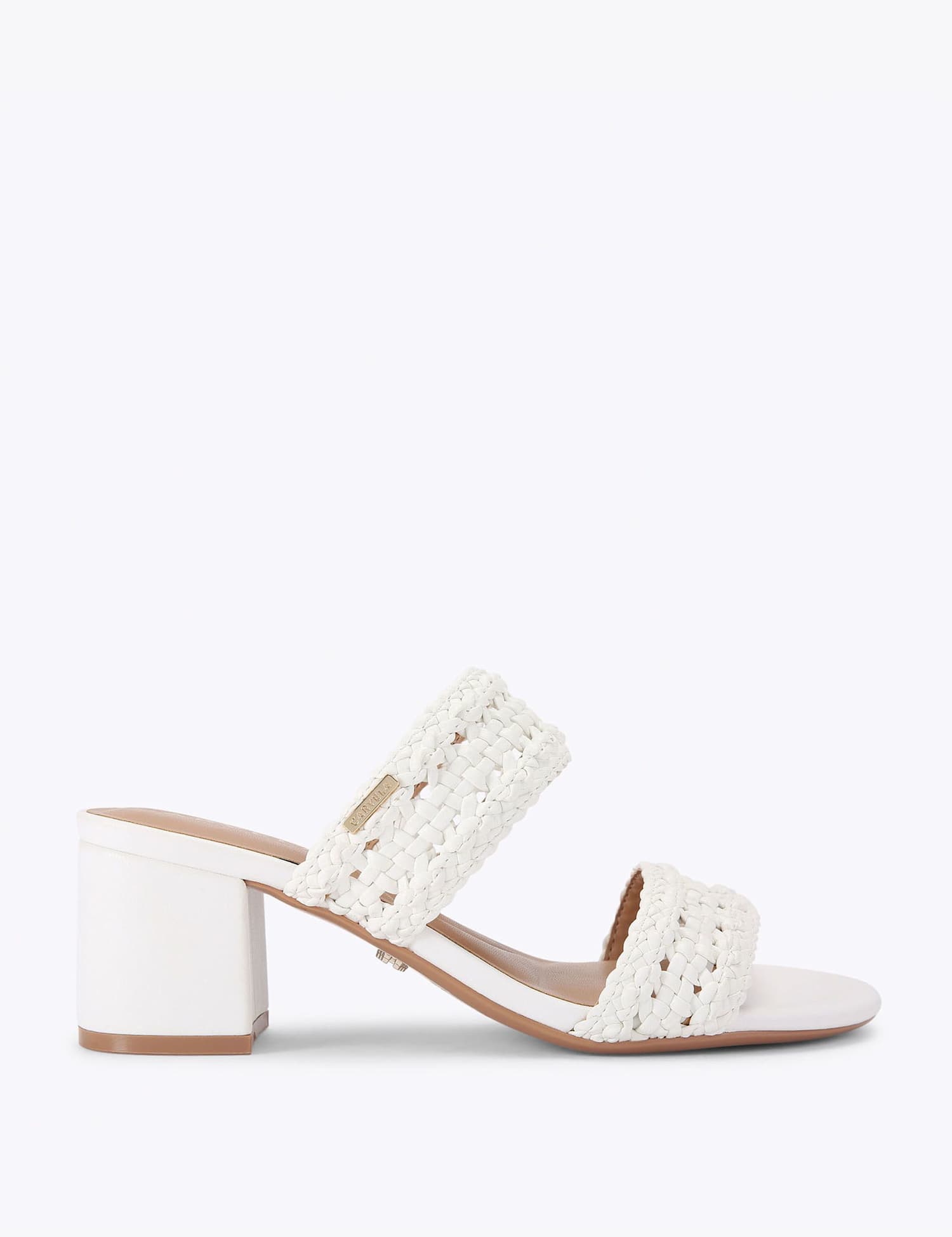 Carvela Metallic Braided Block Heel Sandals White