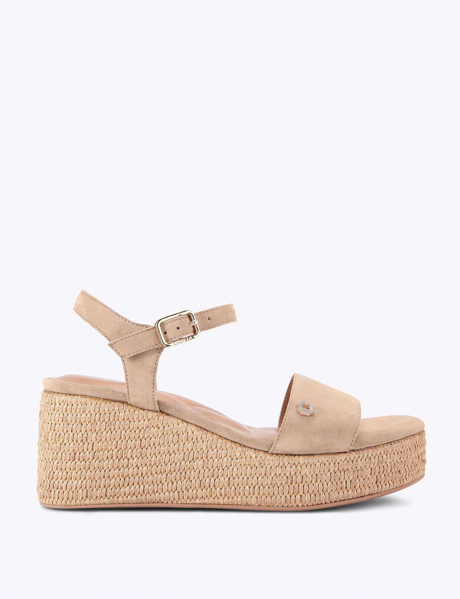 Carvela Suede Ankle Strap Wedge Flatform Sandals Beige