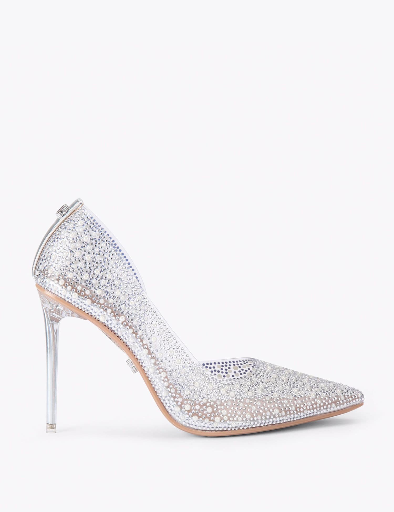 Carvela Crystal Embellished Stiletto Heel Court Shoes Silver