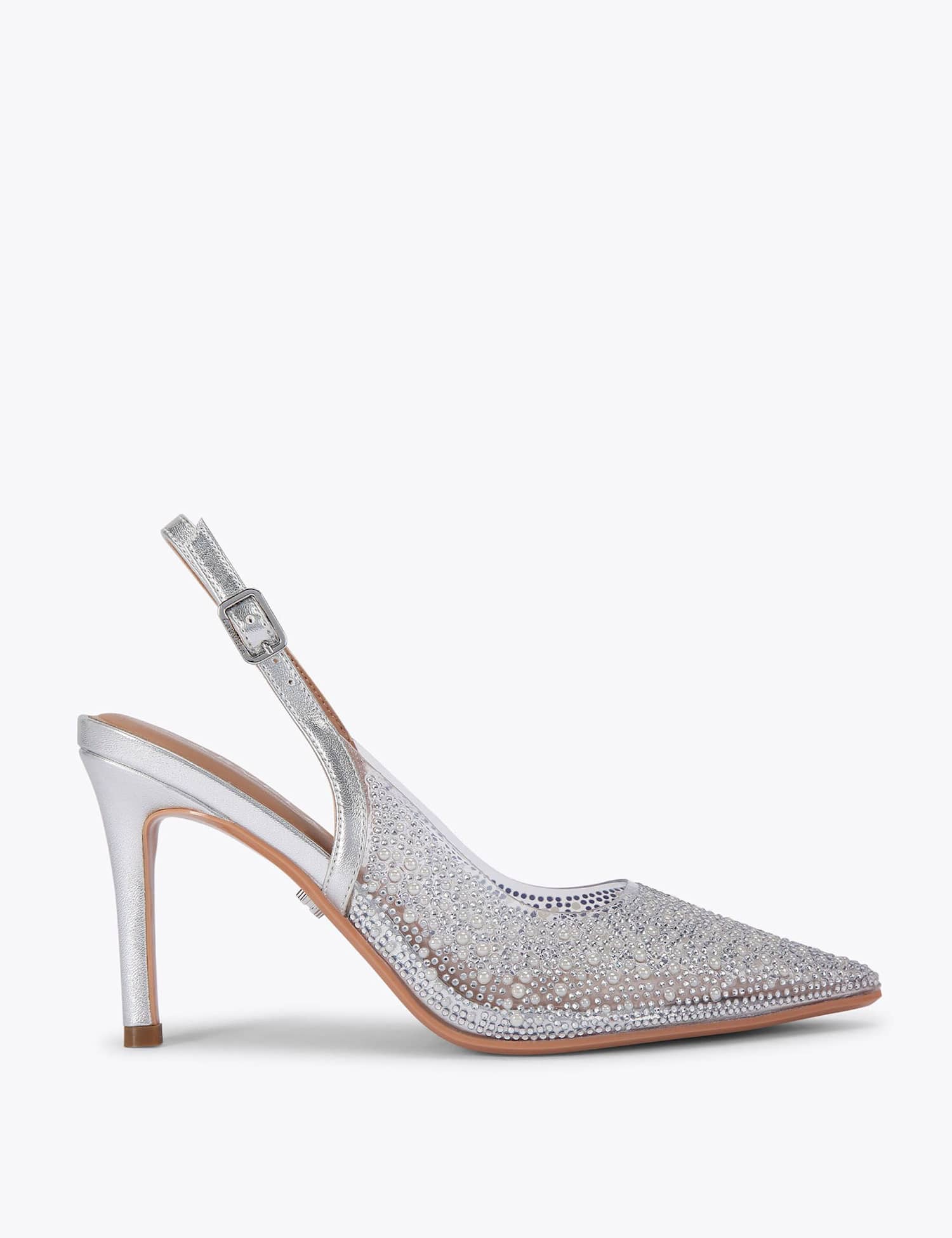 Carvela Sparkle Stiletto Heel Slingback Shoes Silver