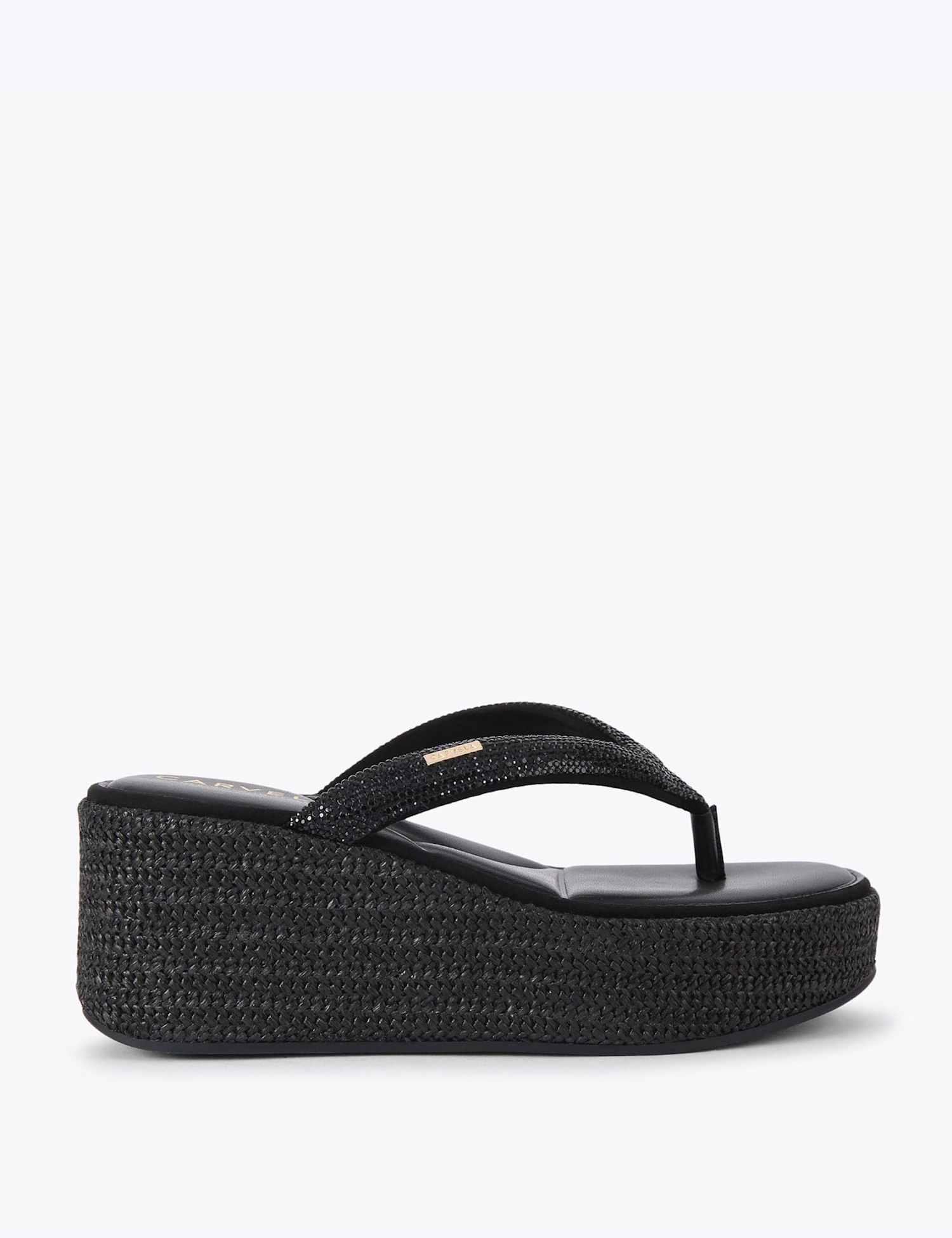 Carvela Sparkle Embellished Wedge Flip Flops Black