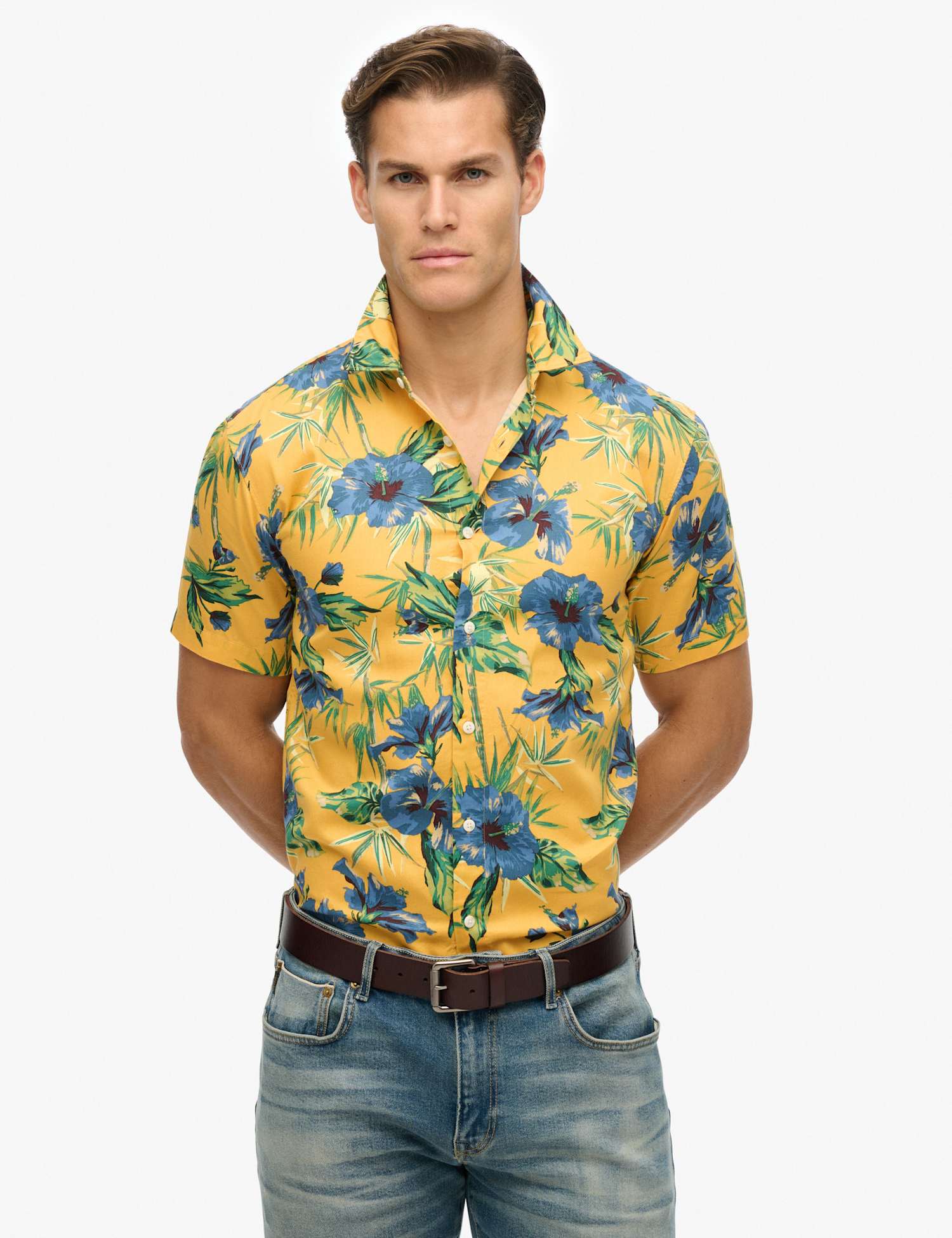 Superdry & Co Cotton Blend Hawaiian Shirt Yellow Mix