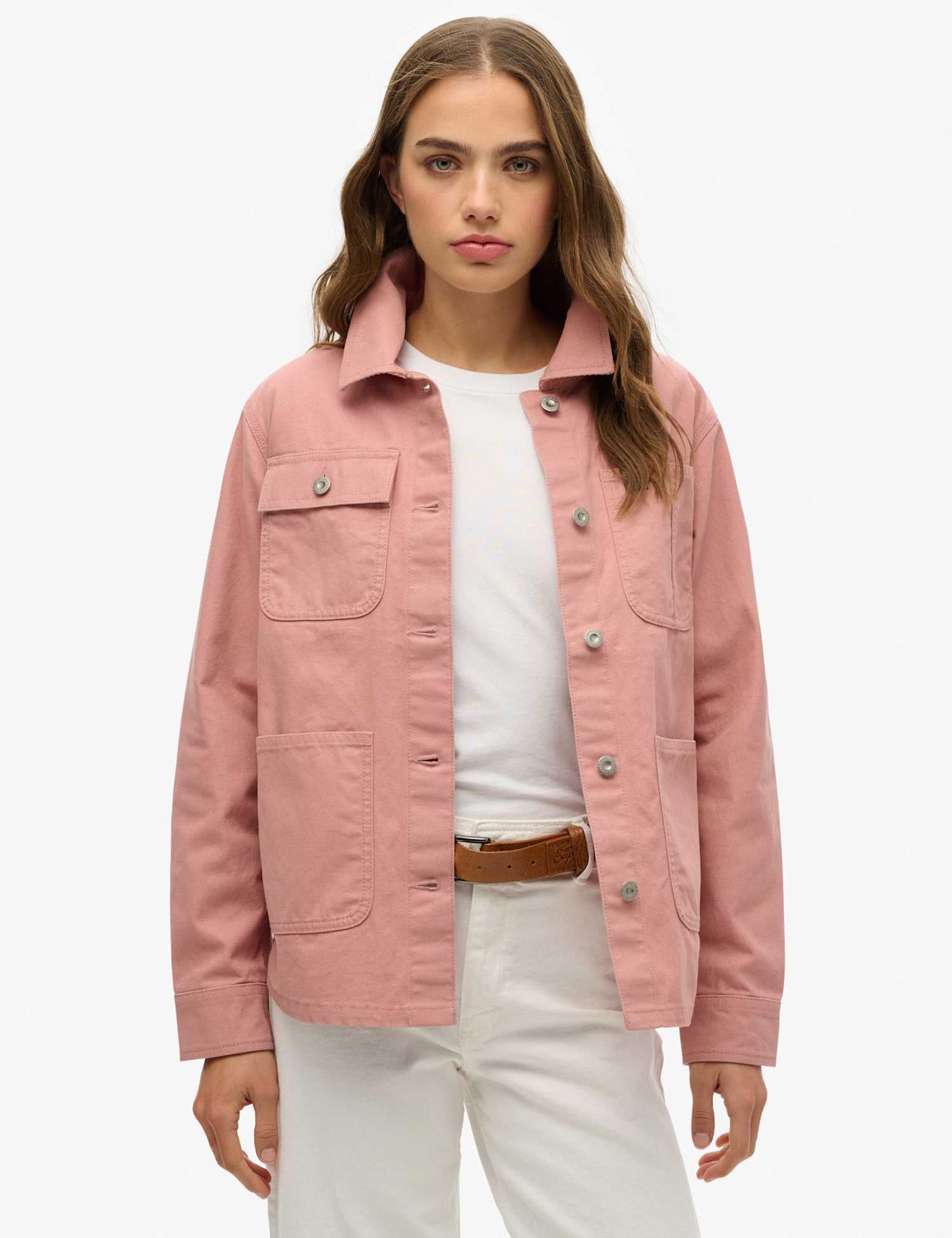 Superdry & Co Pure Cotton Denim Relaxed Utility Jacket Pink