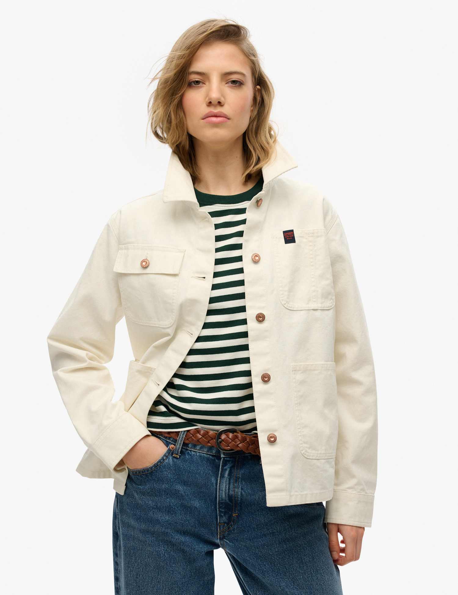 Superdry & Co Pure Cotton Denim Relaxed Utility Jacket White
