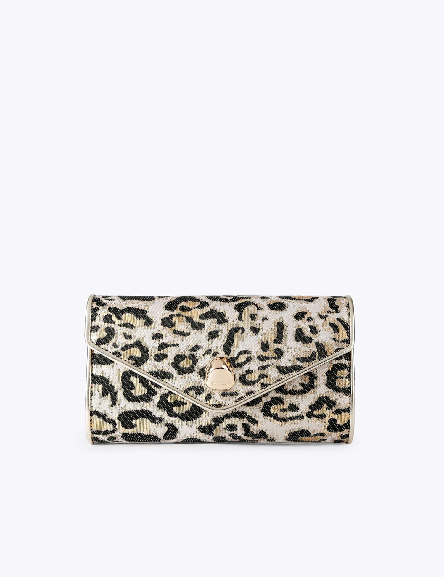 Carvela Leopard Print Clutch Bag Beige Mix