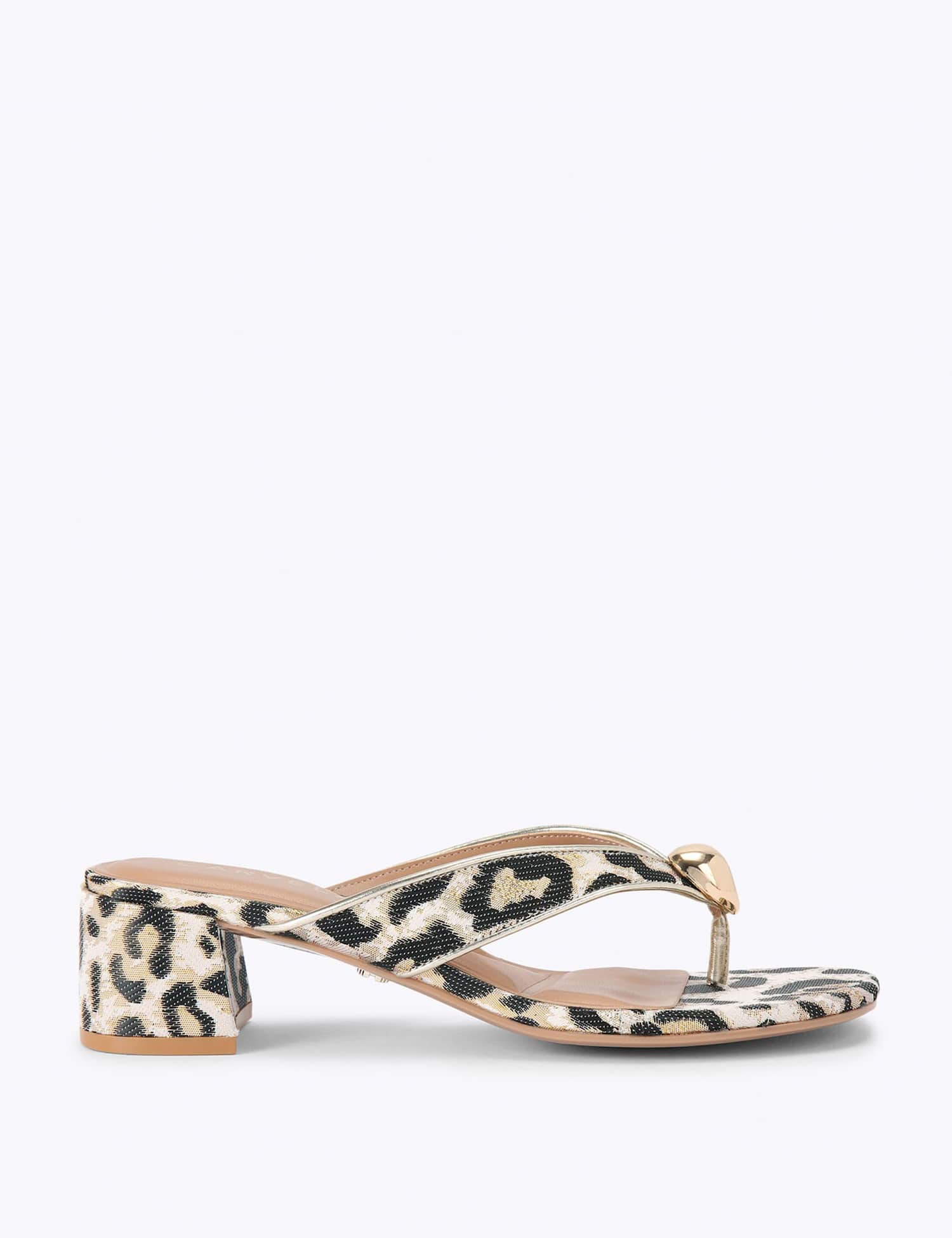 Carvela Leopard Print Block Heel Sandals Beige Mix