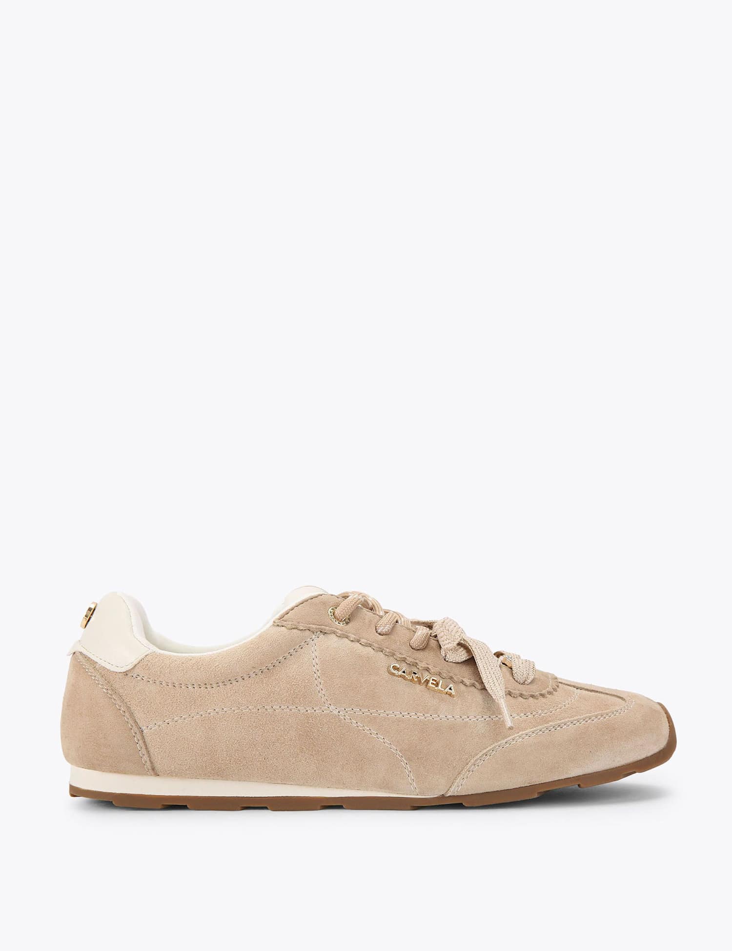 Carvela Suede Double Lace Up Trainers Beige