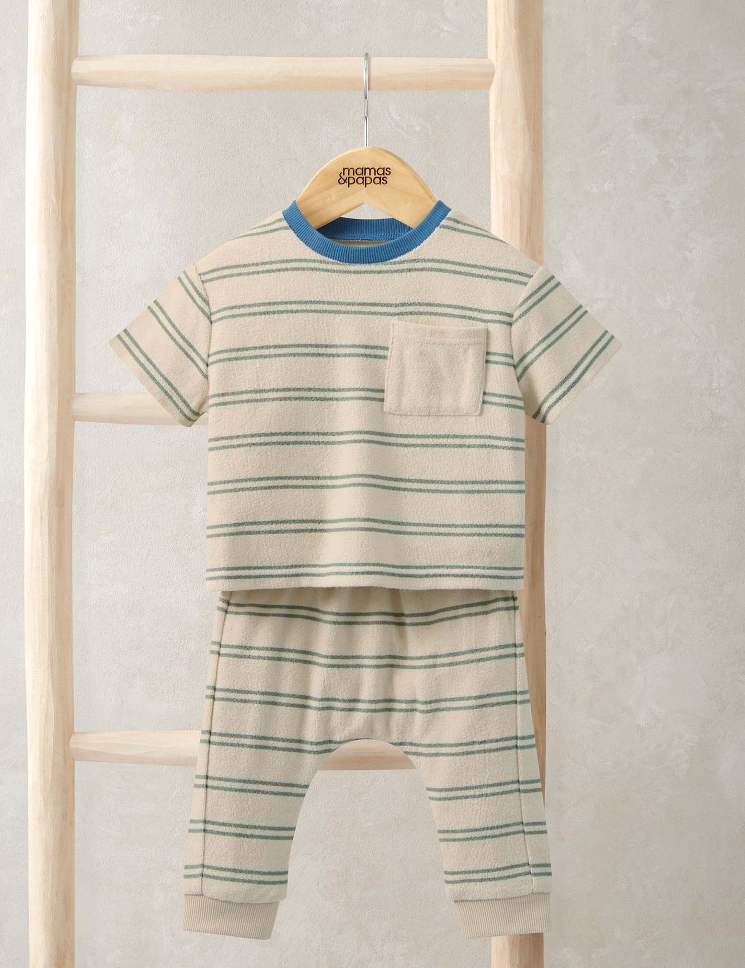 Mamas & Papas 2 Piece Towelling Striped T-Shirt Outfit (0-36 Mths) Multi