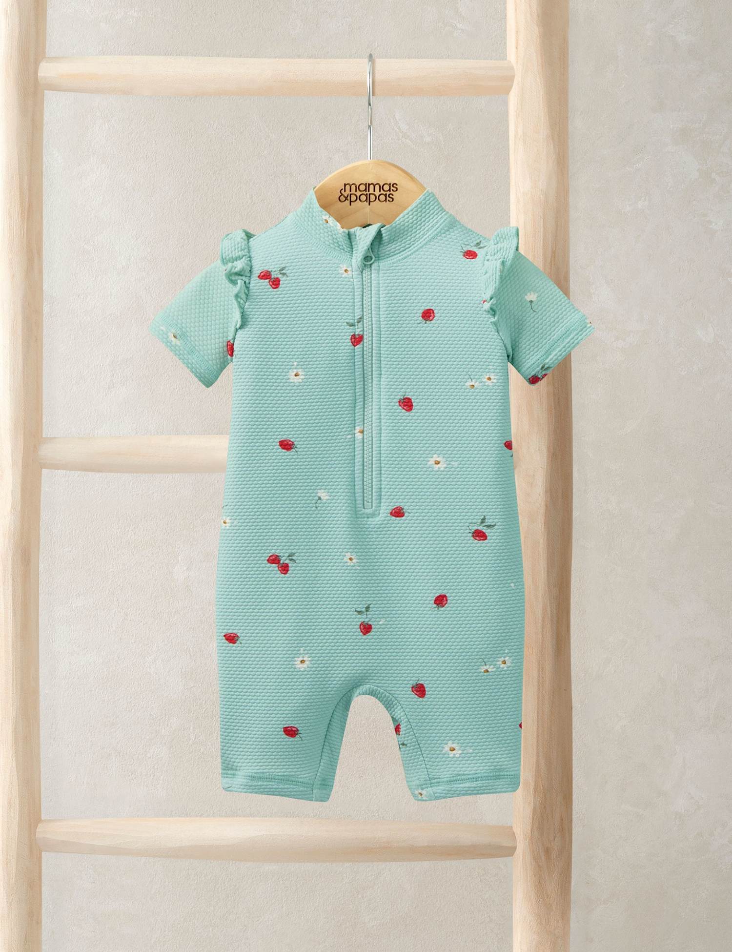 Mamas & Papas Strawberry Rashsuit Swim All In One (0-3 Yrs) Blue
