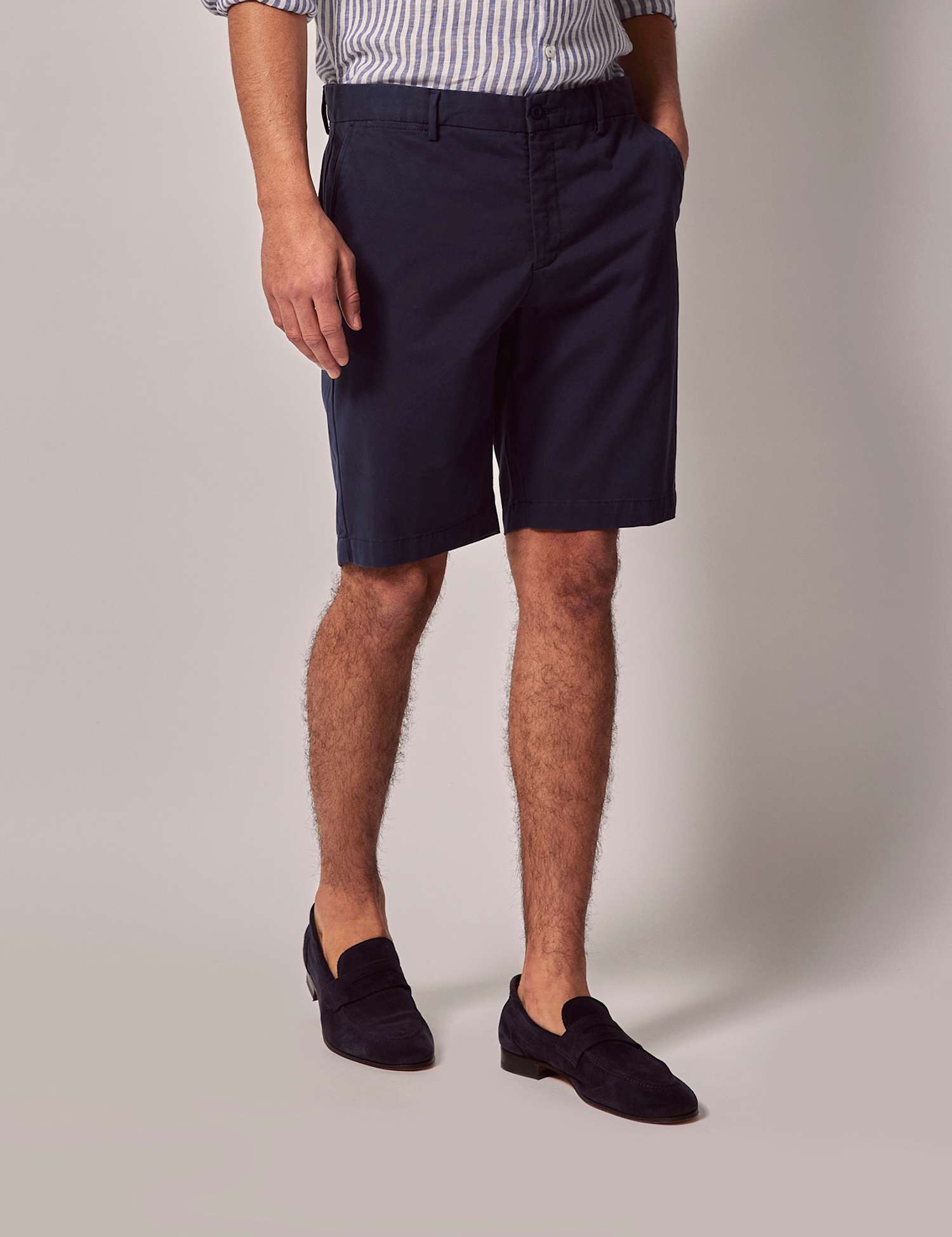 Hawes & Curtis Regular Fit Cotton Rich Chino Shorts Dark Navy