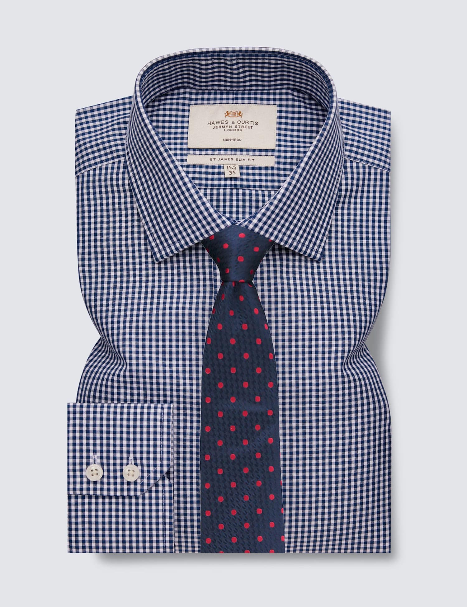 Hawes & Curtis Slim Fit Pure Cotton Check Shirt Navy Mix