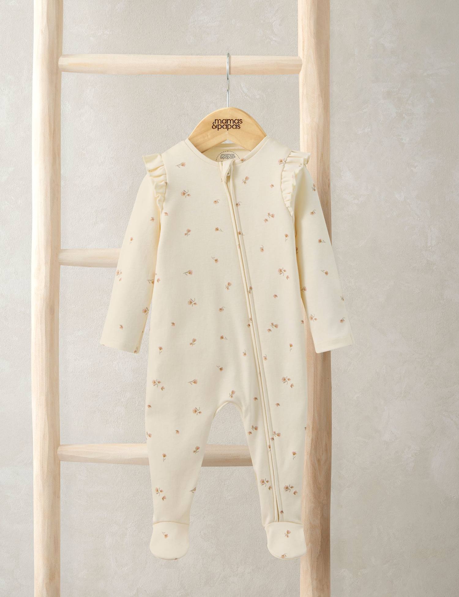 Mamas & Papas Pure Cotton Floral Sleepsuits (6�lbs-12 Mths) Pink