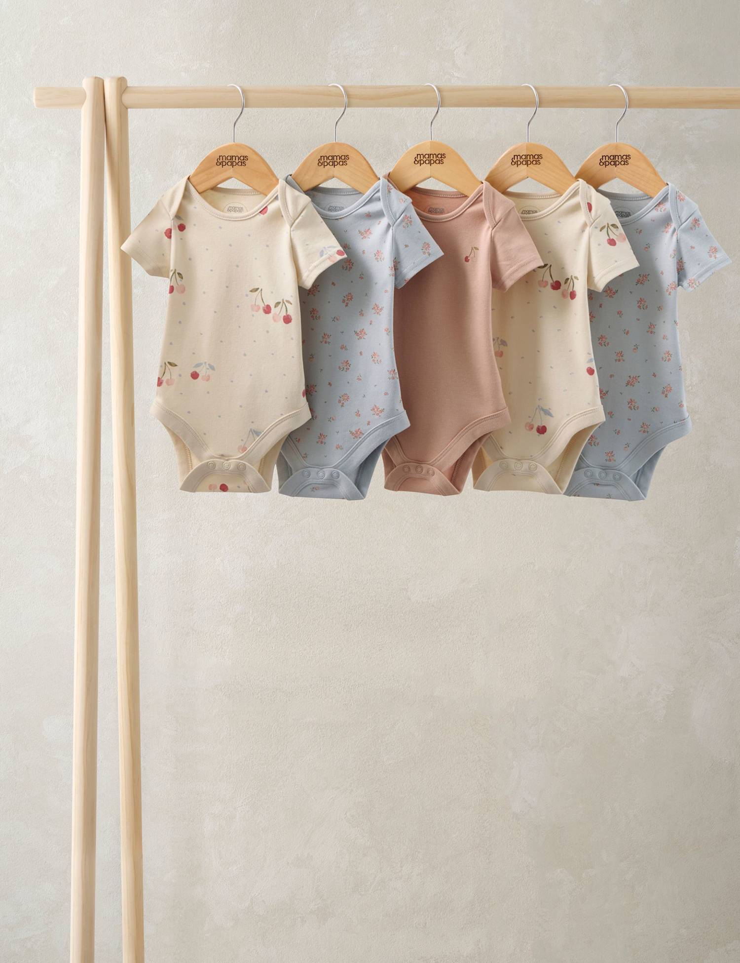 Mamas & Papas 5 Pack Cherry Bodysuits (7lbs-24 Mths) Multi