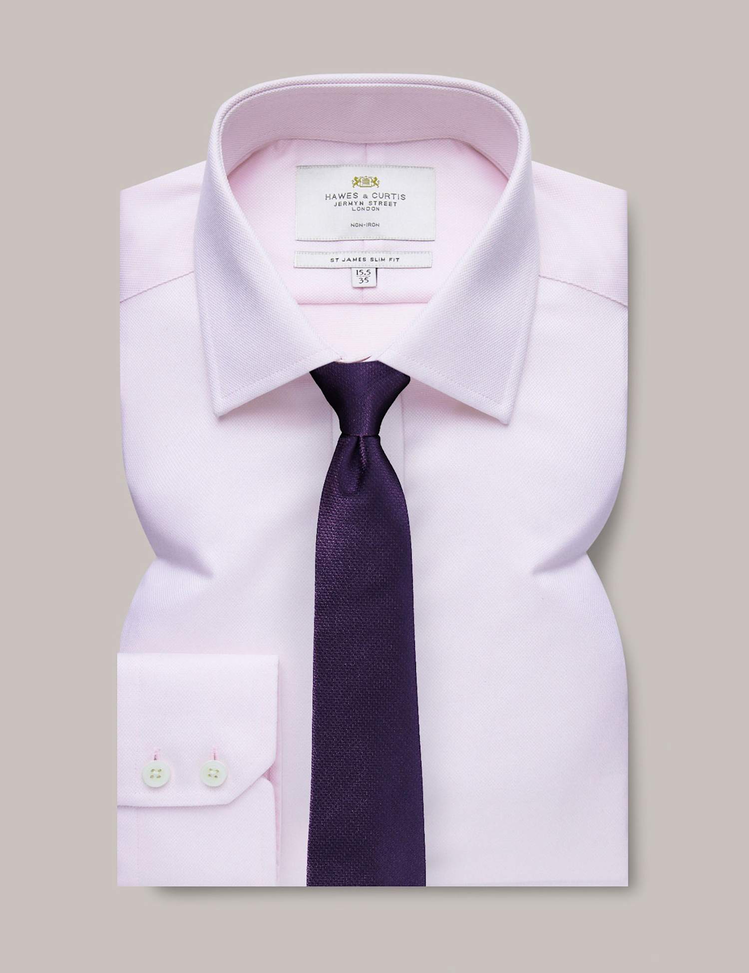 Hawes & Curtis Non Iron Slim Fit Pure Cotton Shirt Pink