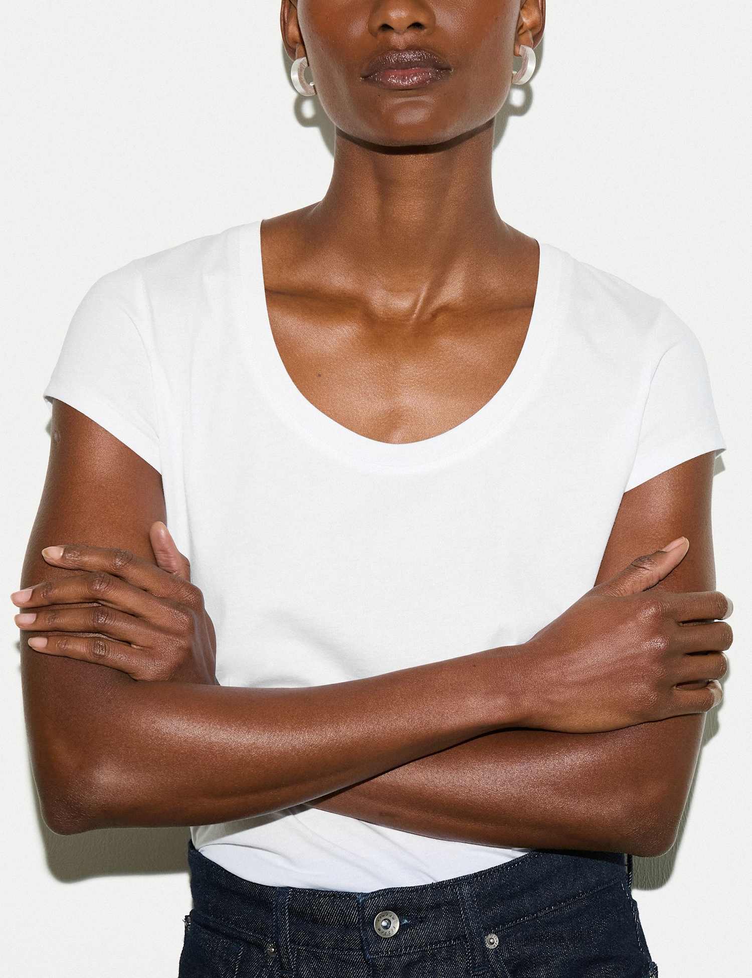 Jigsaw Pure Cotton Scoop Neck T-Shirt White