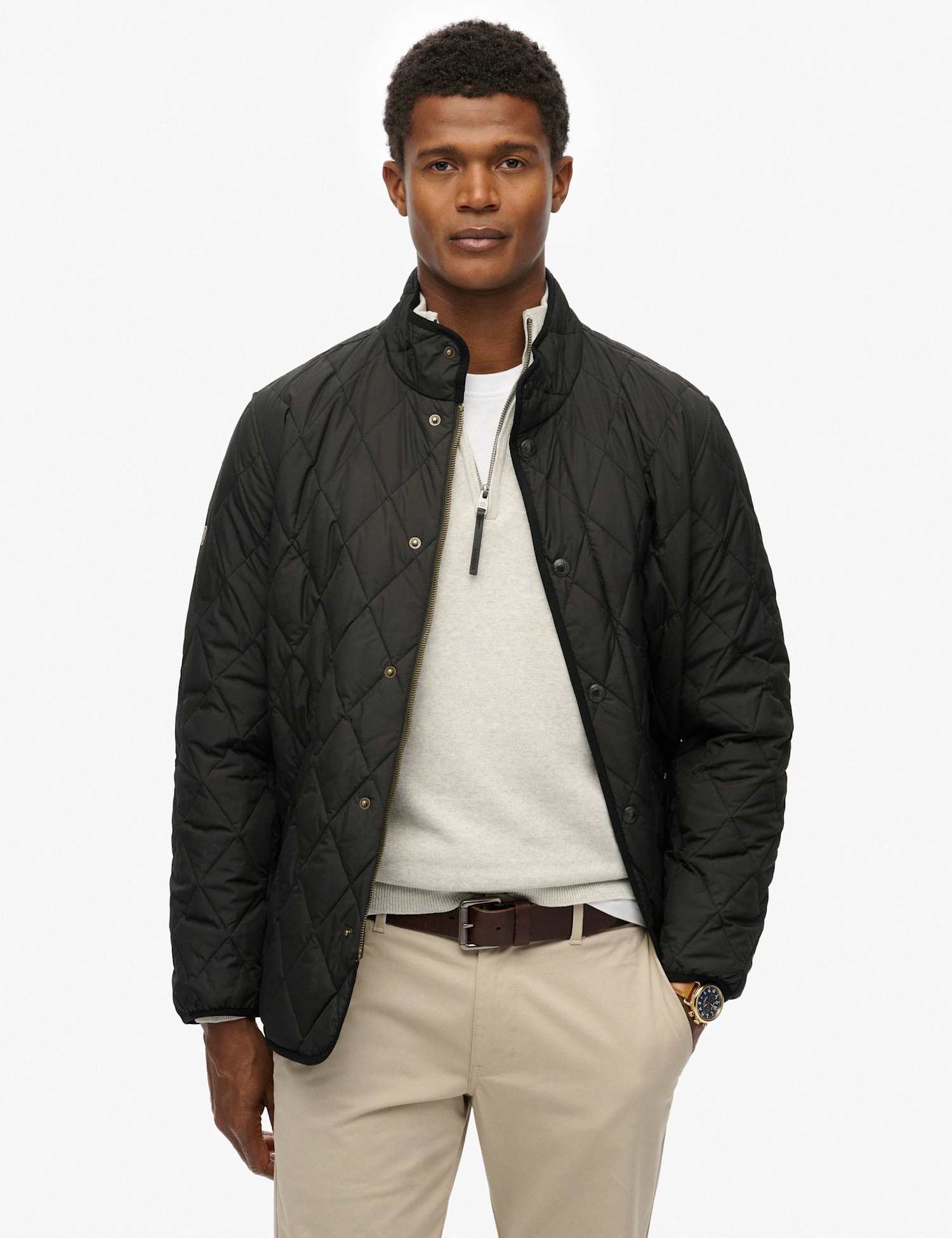 Superdry & Co Slim Fit Quilted Funnel Neck Estate Jacket Dark Grey