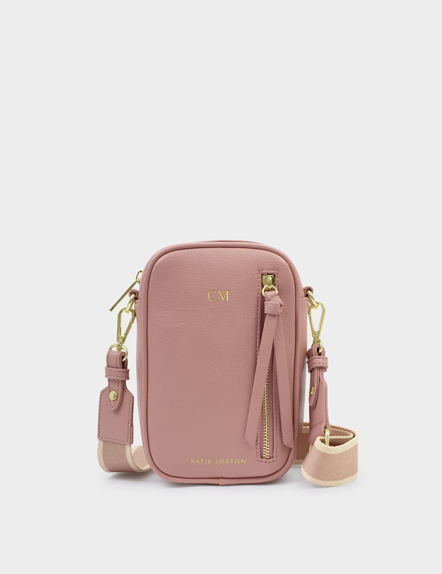 Katie Loxton Personalised Faux Leather Cross Body Bag Pink