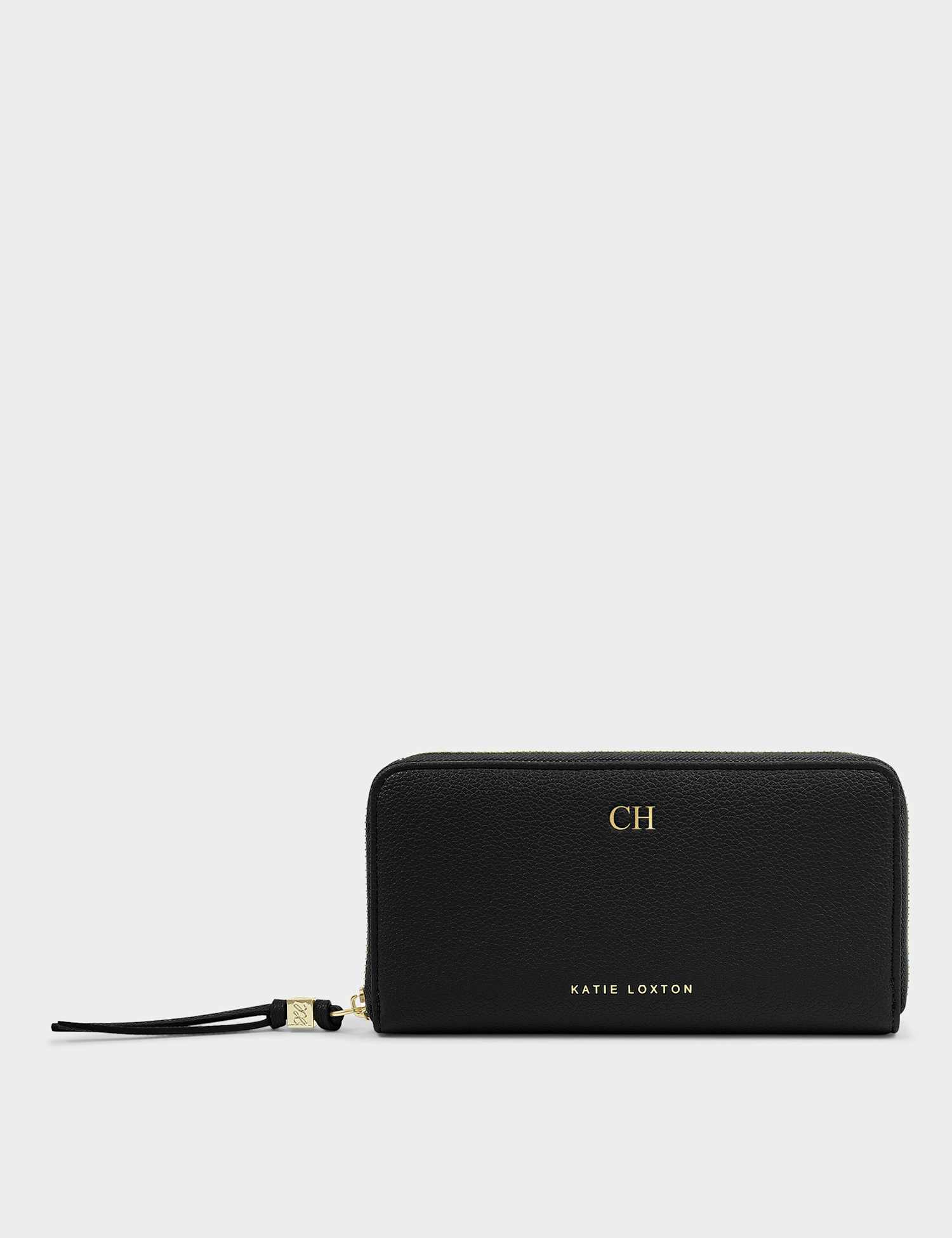 Katie Loxton Personalised Large Zip Around Purse Black