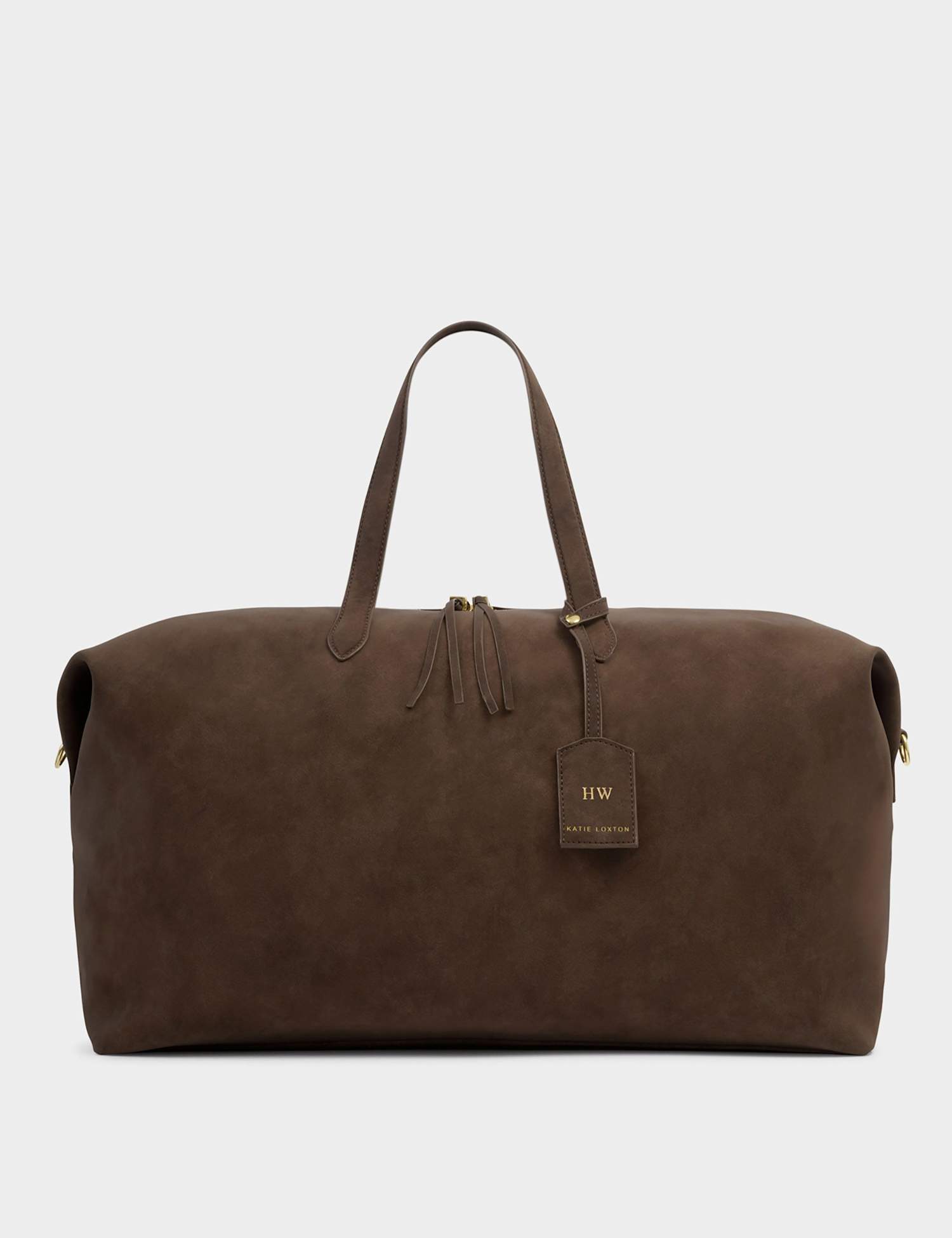Katie Loxton Personalised Suedette Weekend Bag Chocolate
